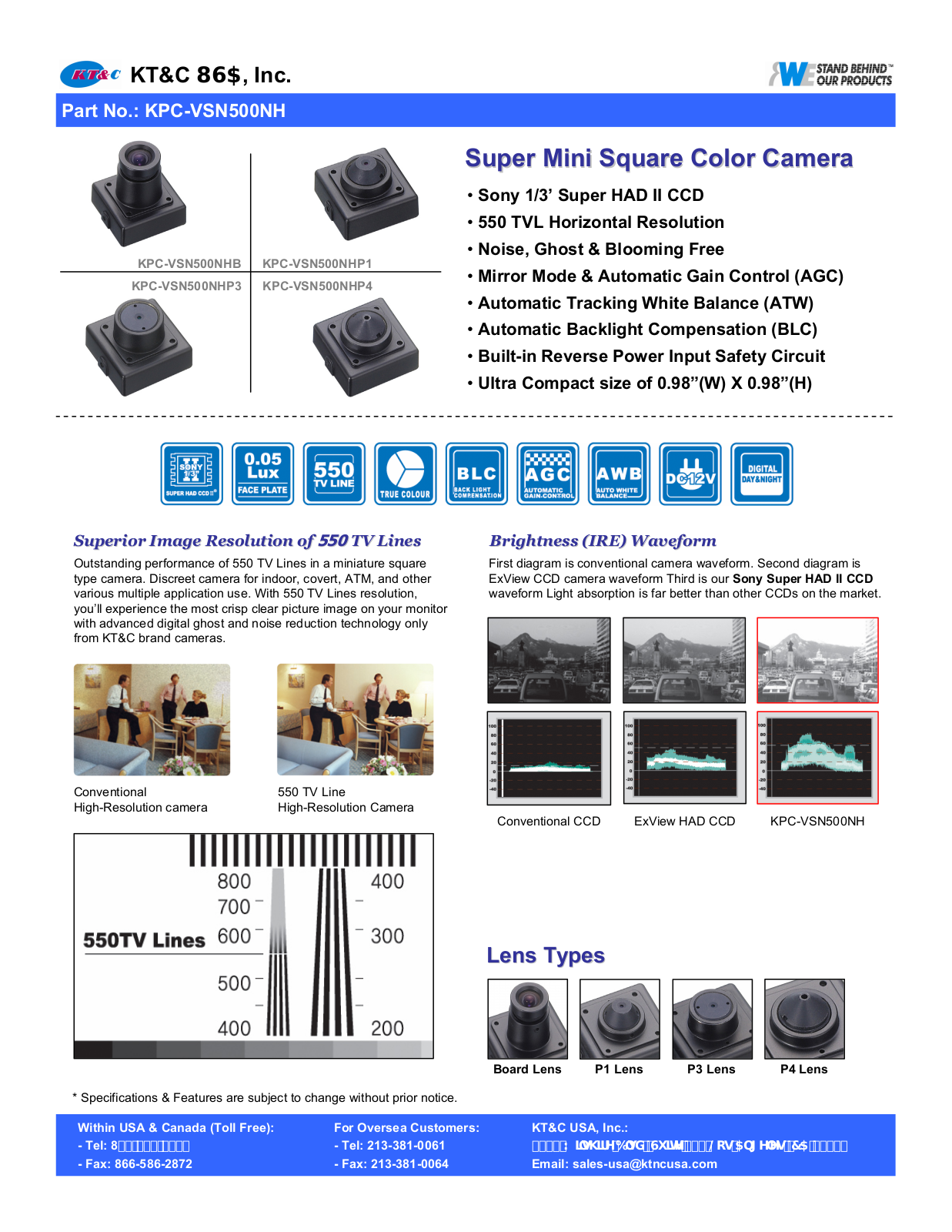 KT&C KPC-VSN500NHP4, KPC-VSN500NHP3 Specsheet