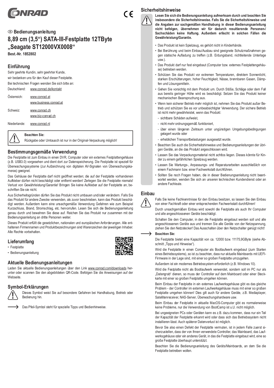 Seagate ST12000VX0008 OPERATION MANUAL