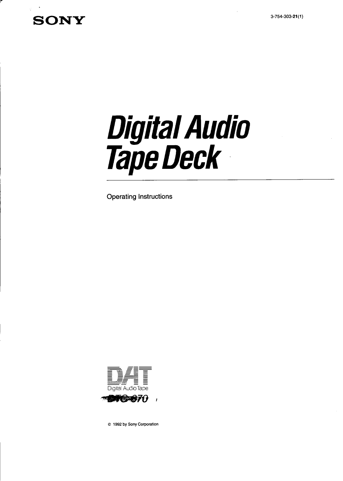 Sony DTC-670 User Manual