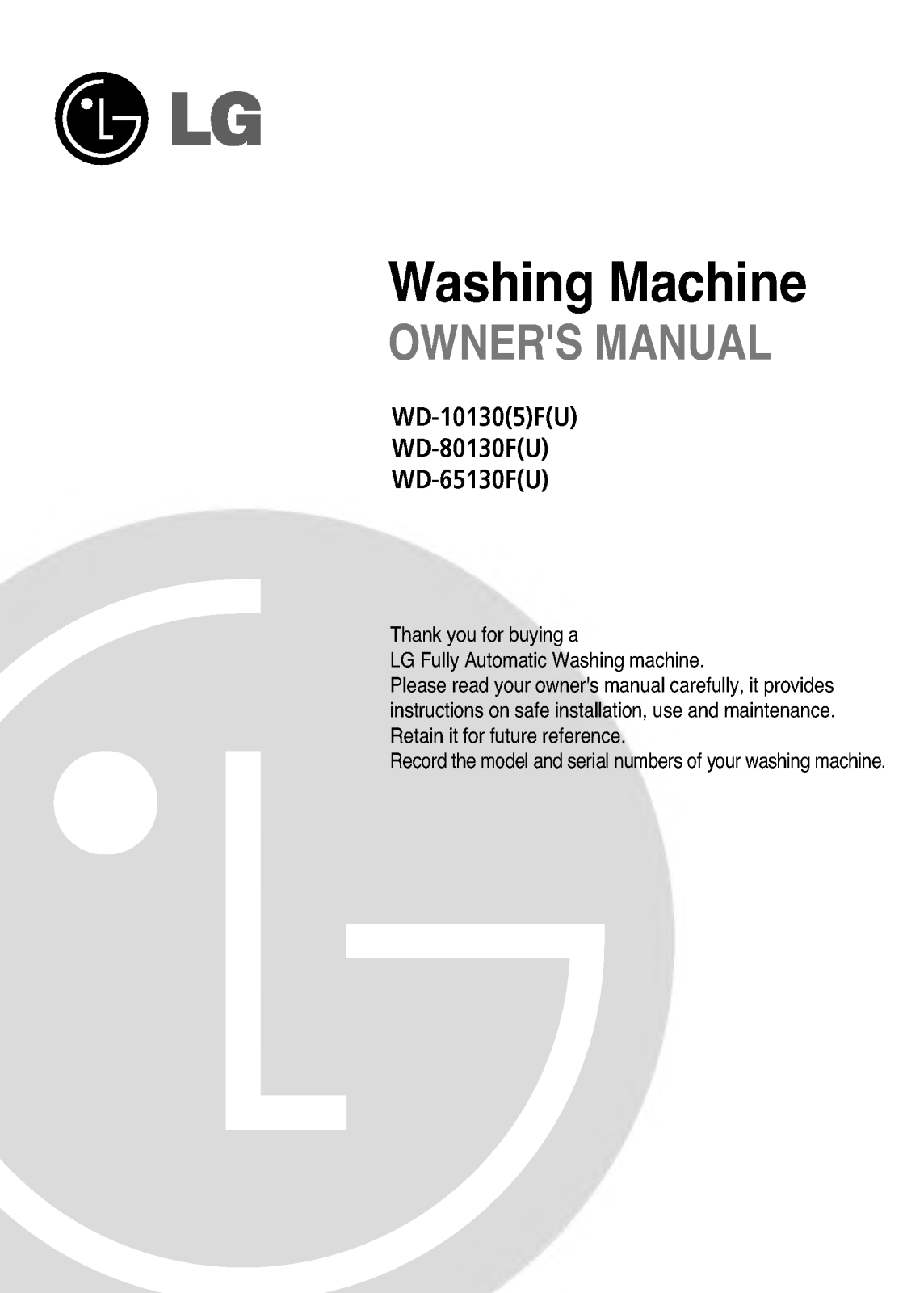 LG WD-80130FU User Manual