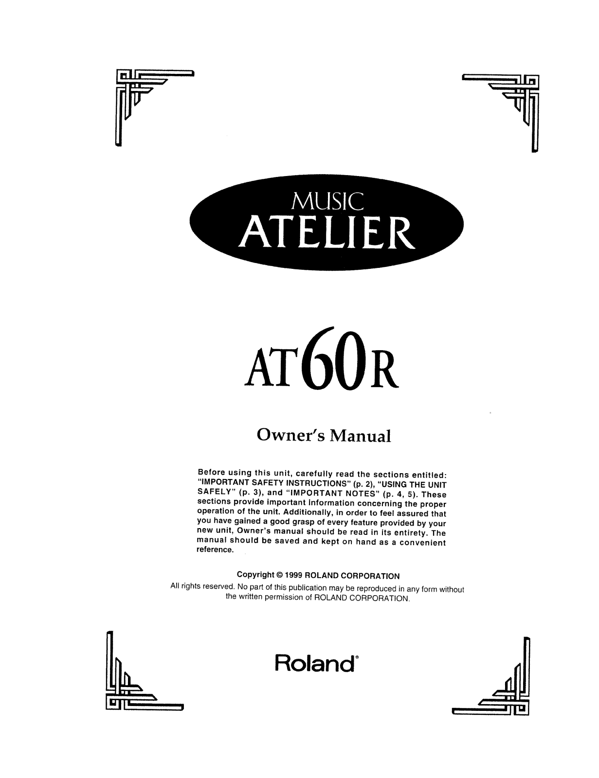 Roland Corporation AT-60R Owner's Manual