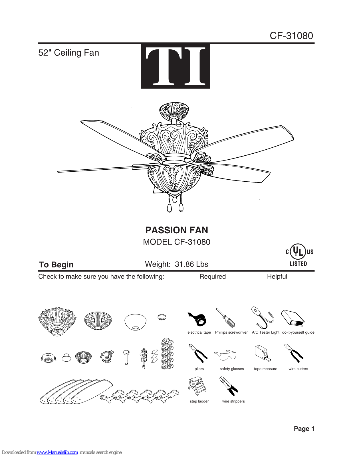 TI CF-31080, Passion CF-31080 Installation Instructions Manual