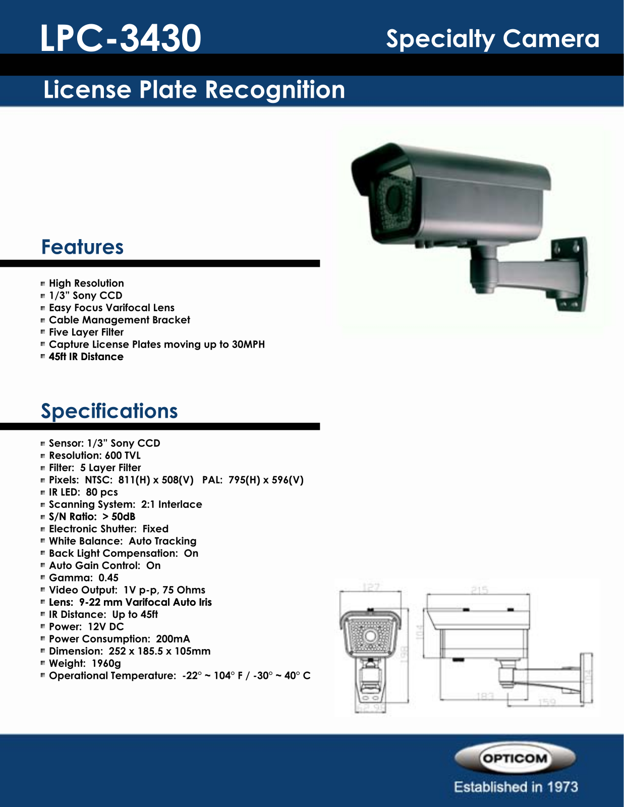 Opticom LPC-3430 SPECIFICATION SHEET - ManualMachine.com
