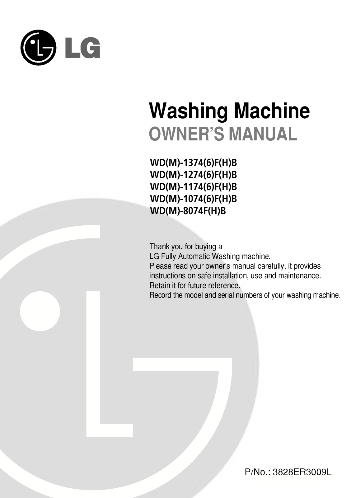 LG WD10WD User Manual