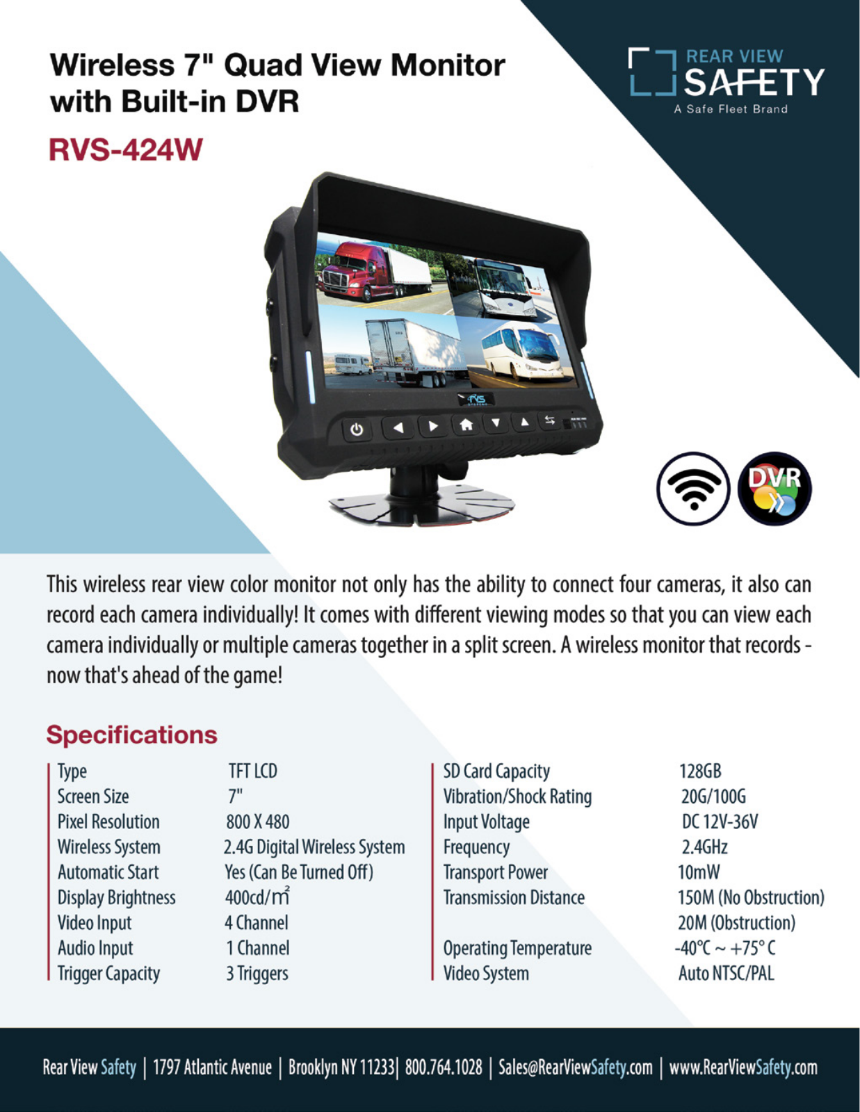 RVS Systems RVS-4CAM-A Specsheet