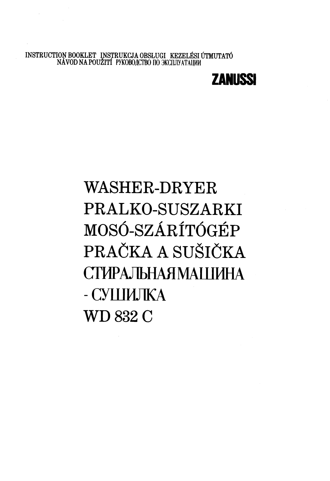 Zanussi WD832C User Manual