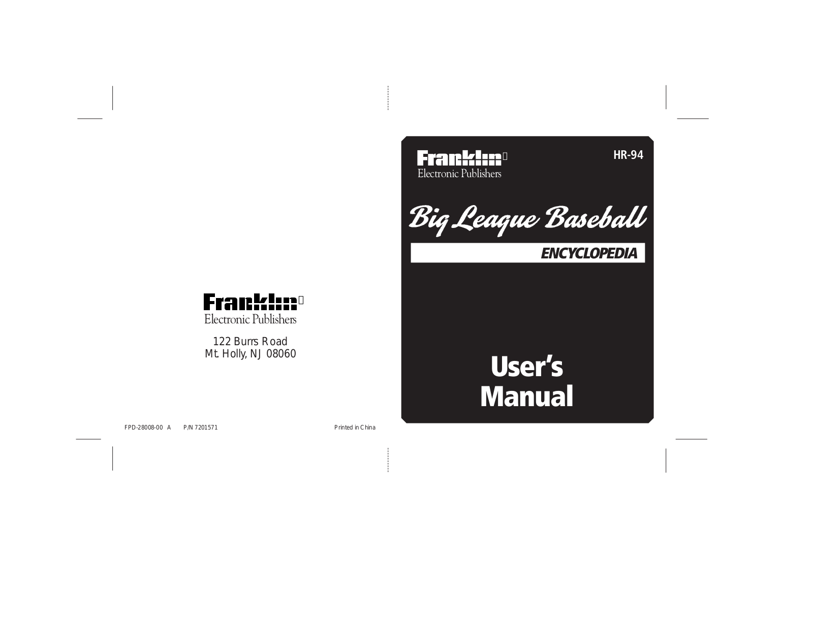 Franklin HR-94 User Manual