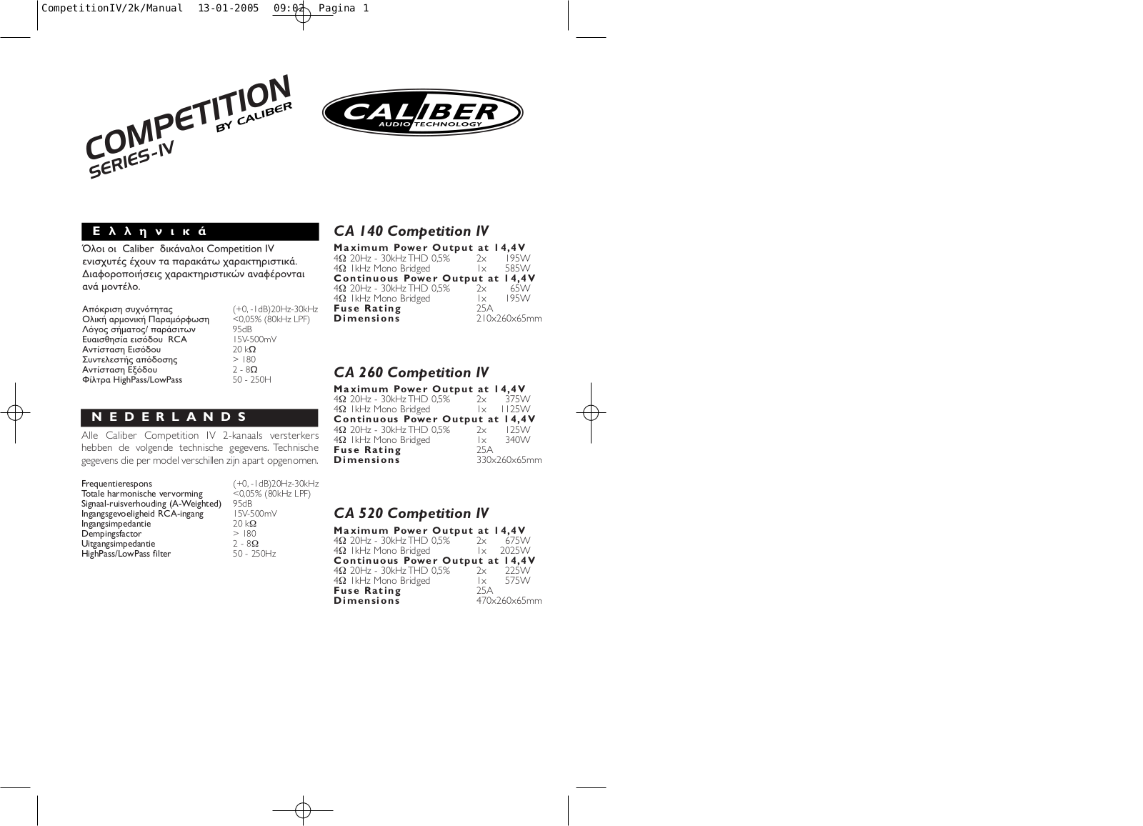 CALIBER CA 260 User Manual