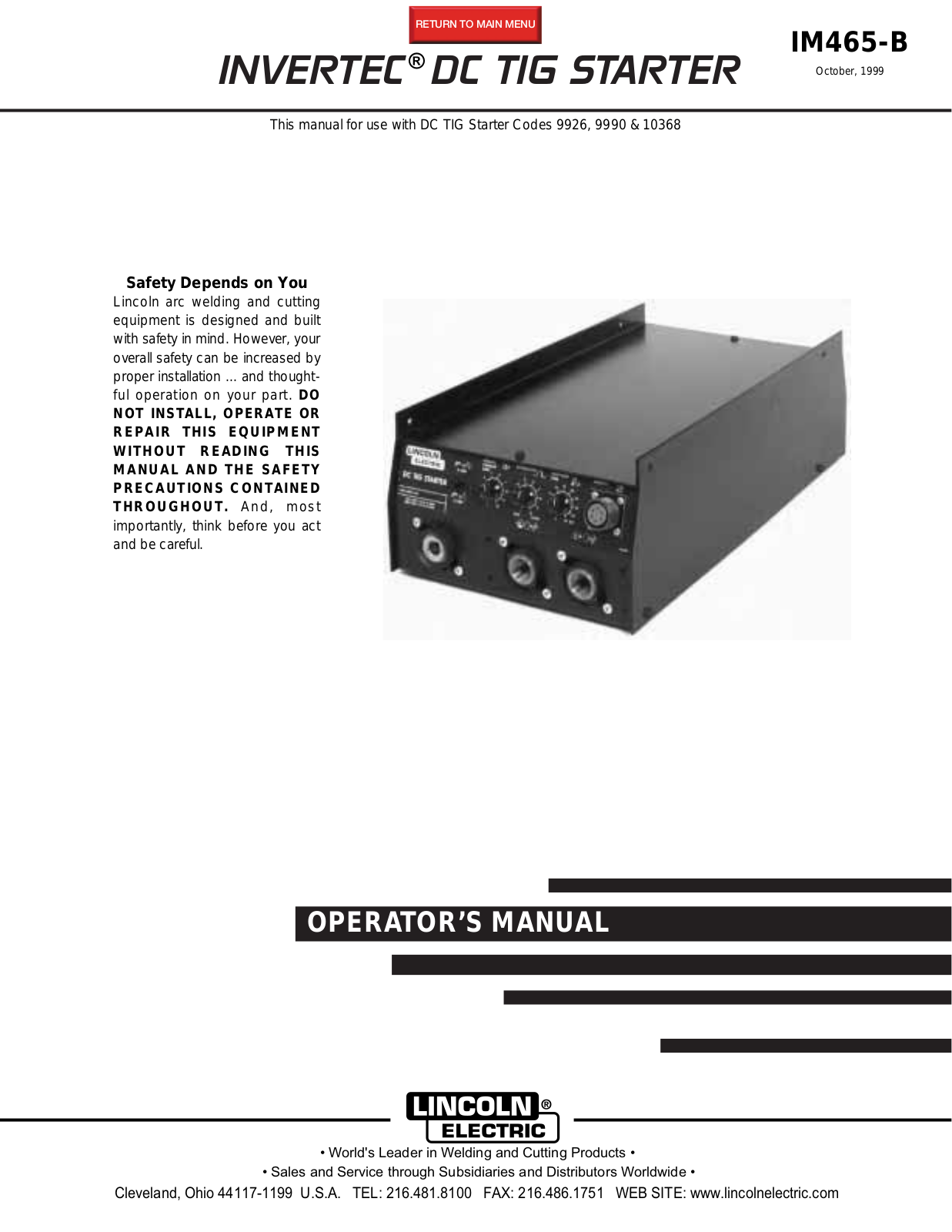 Lincoln Electric IM465-B User Manual