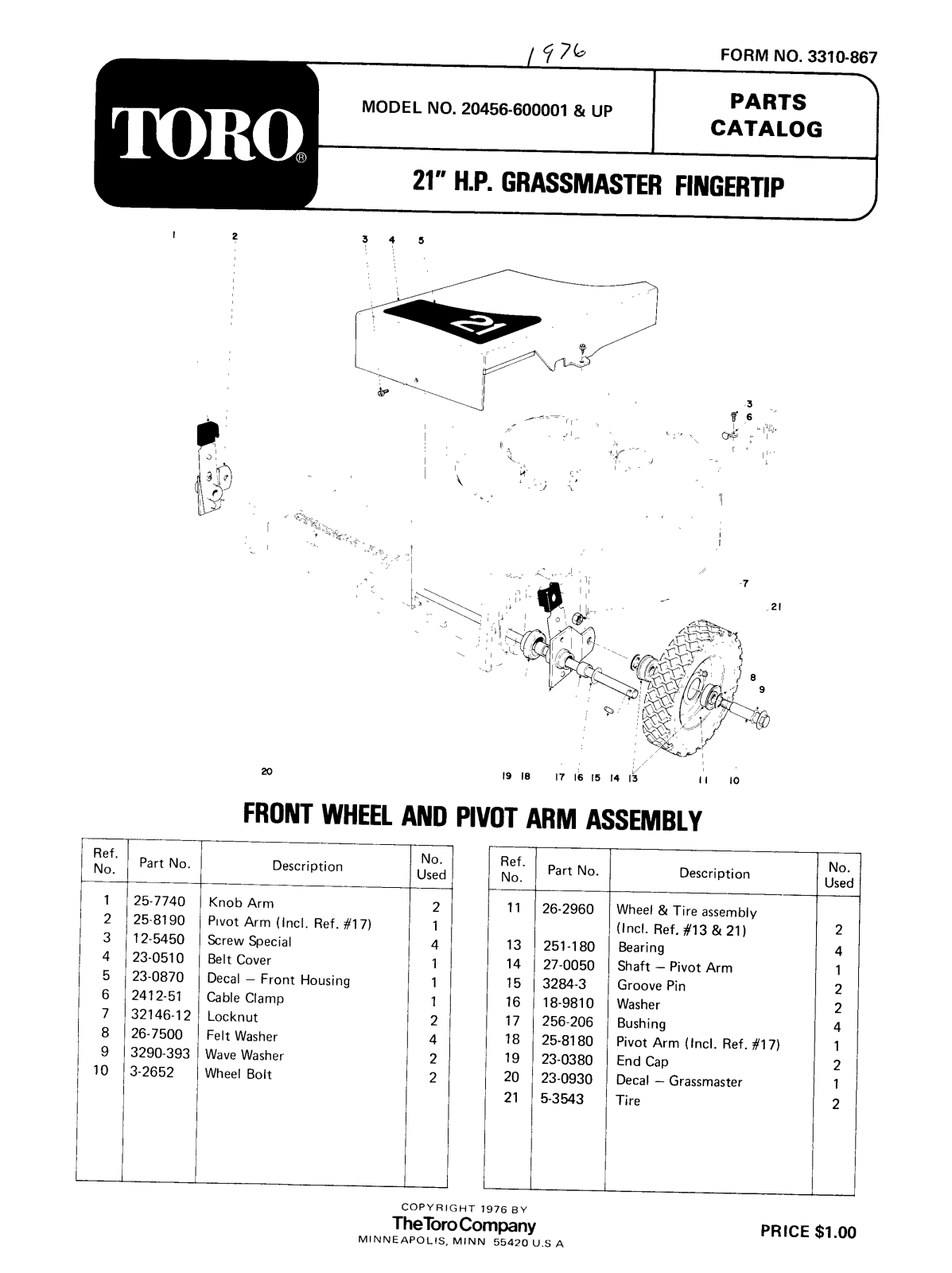 Toro 20456 Parts Catalogue