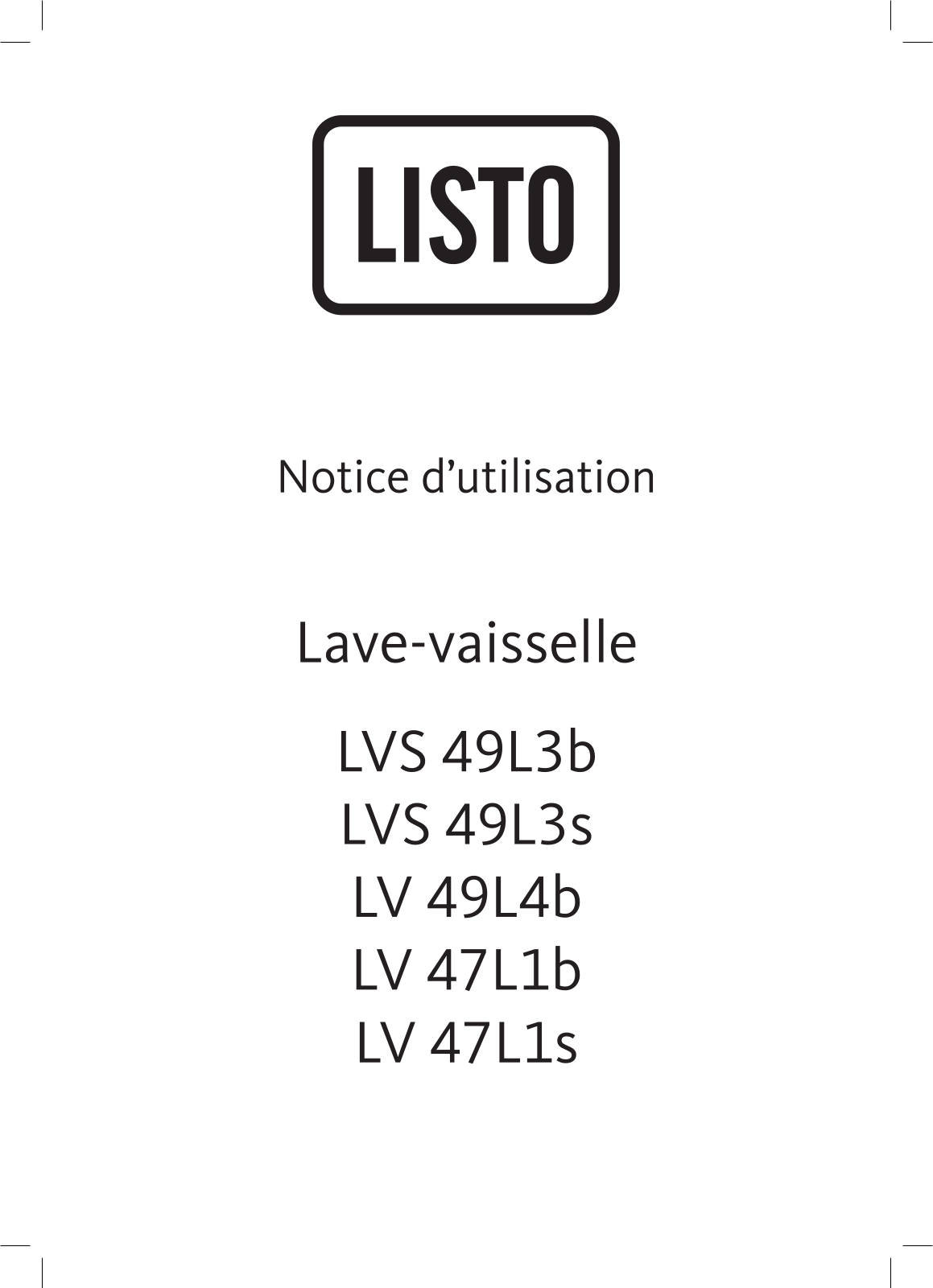 Listo LVS49-L4S, LVS49-L4B User Manual