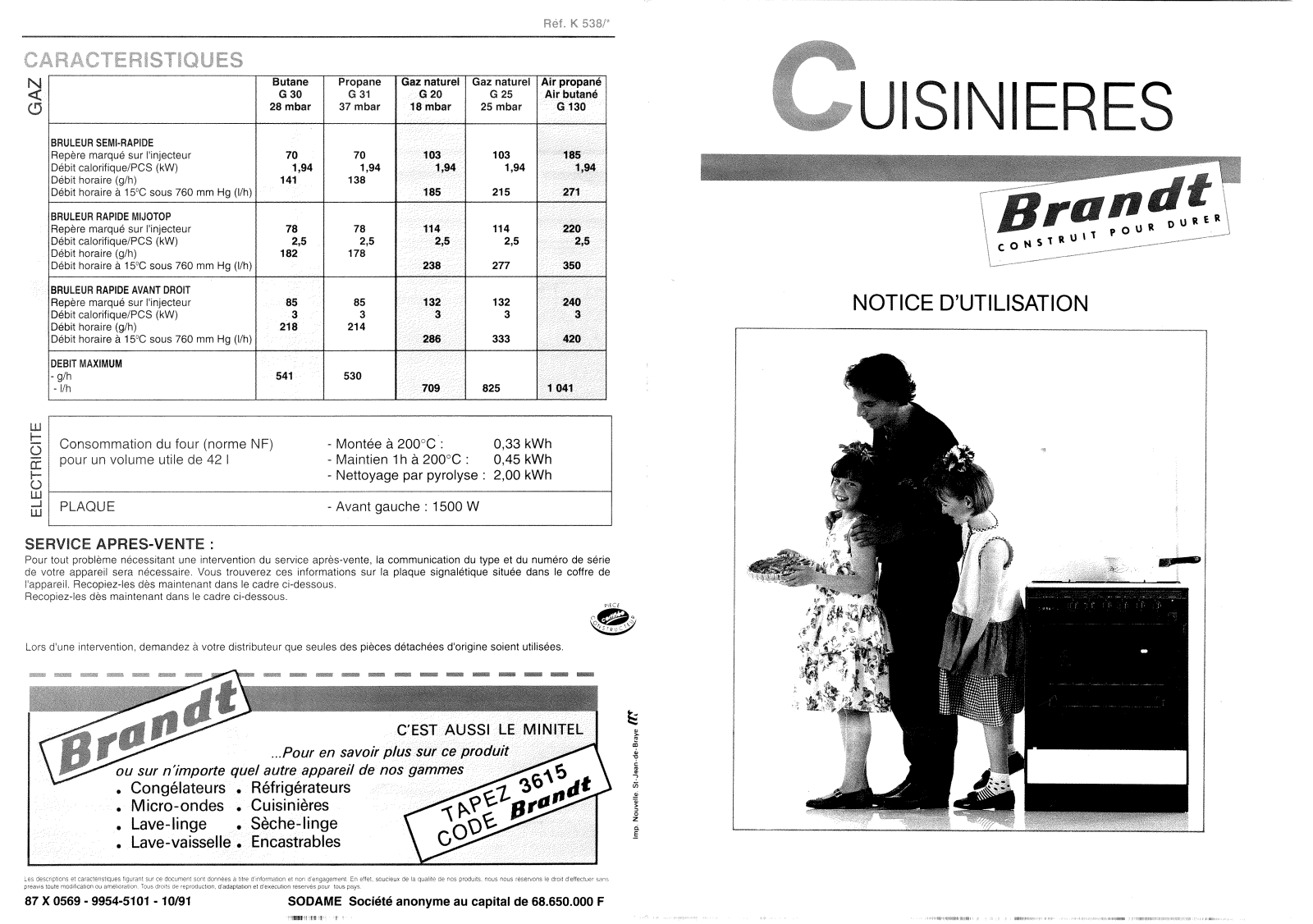 BRANDT K538 User Manual