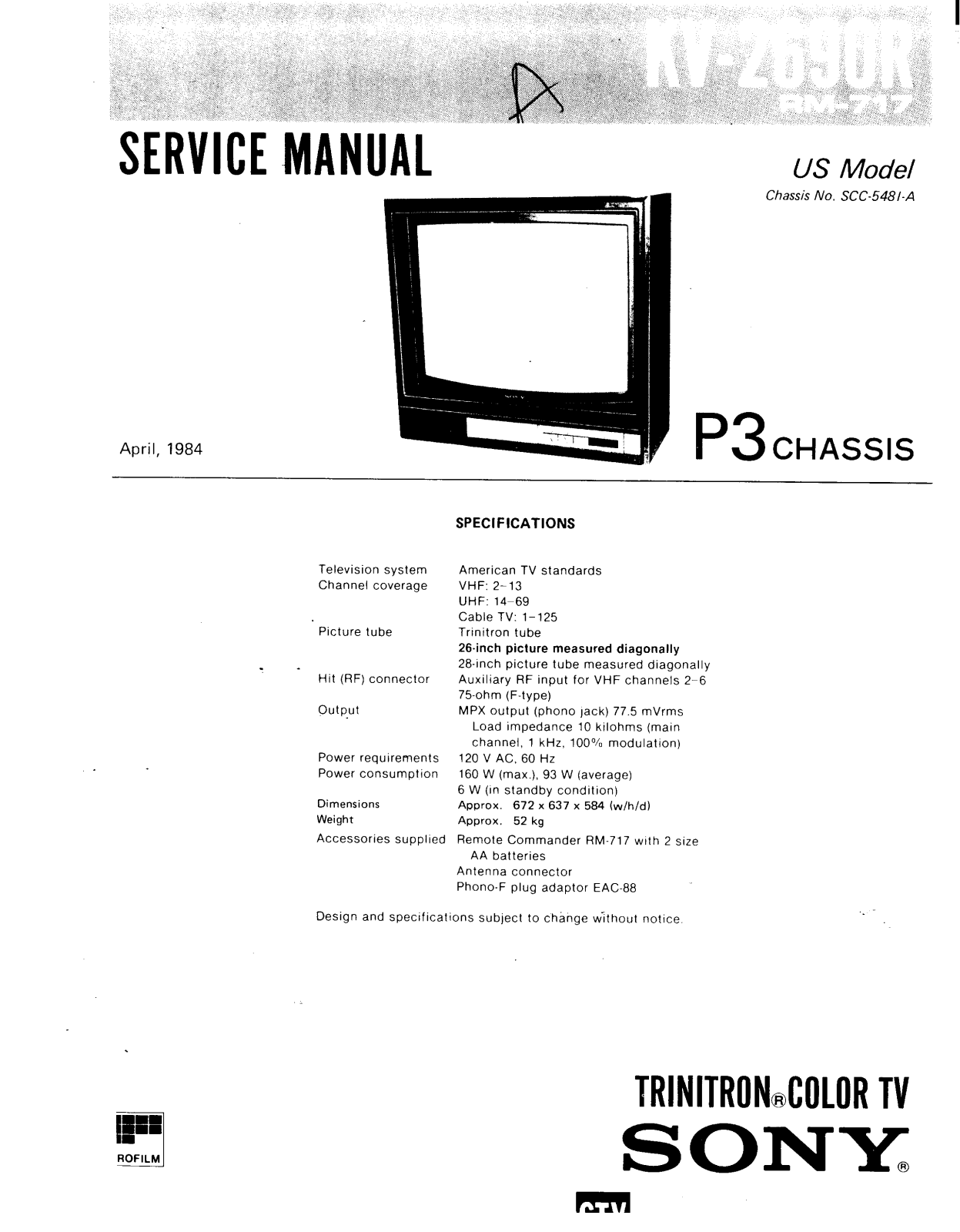Sony KV-2690R Service Manual