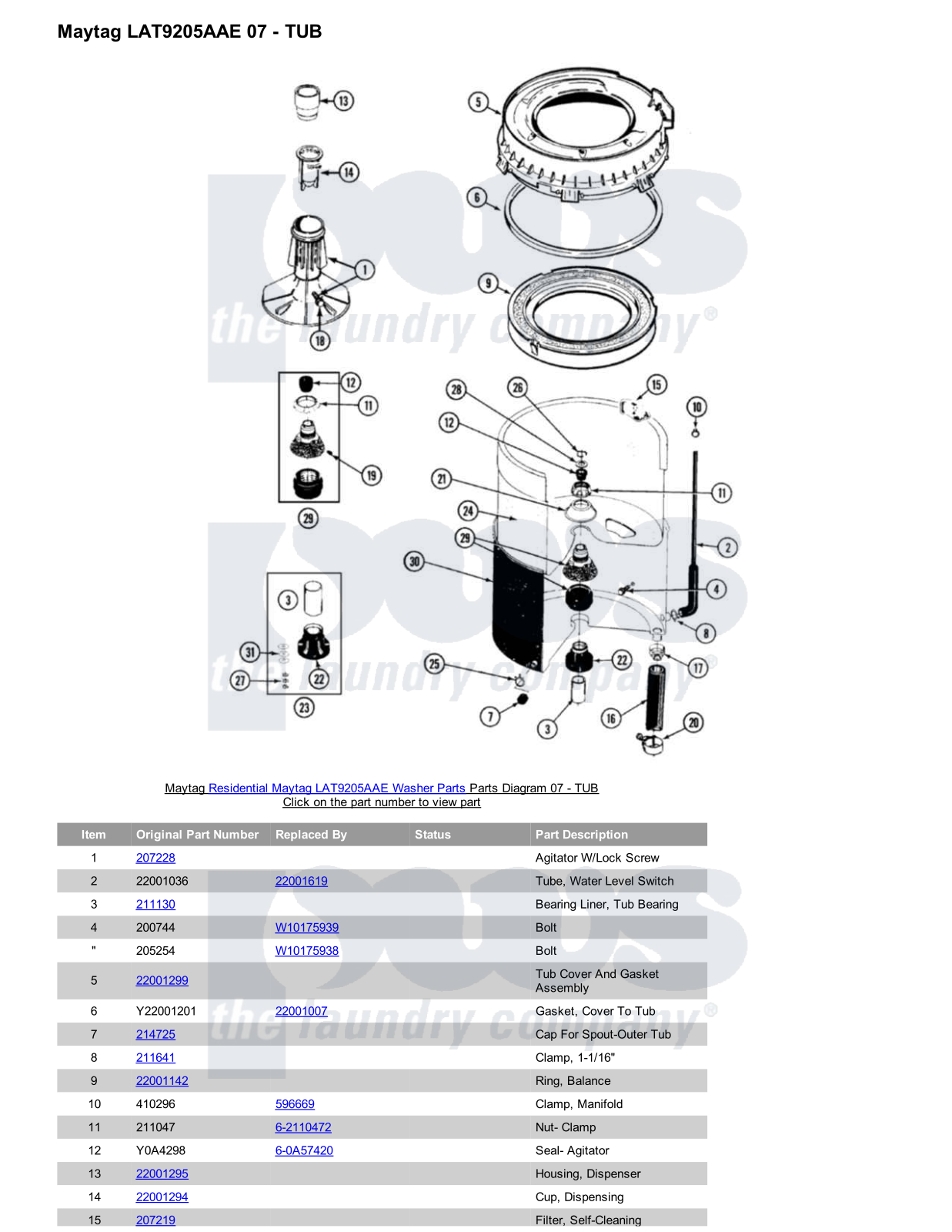 Maytag LAT9205AAE Parts Diagram