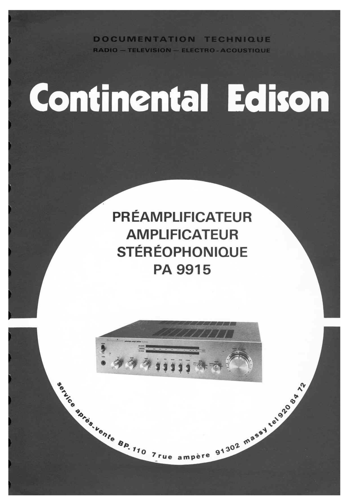 Continental Edison PA-9915 Service Manual