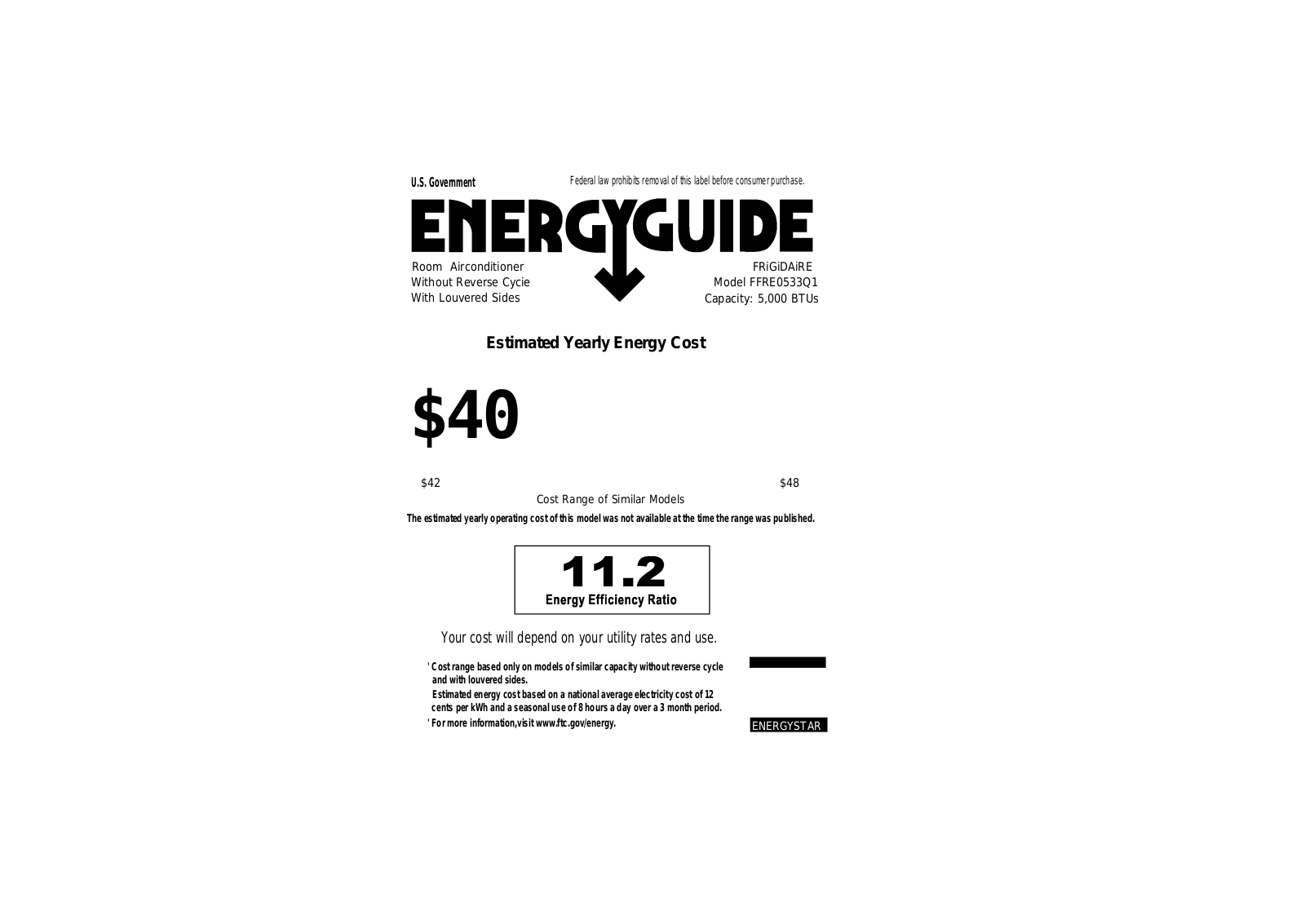 FRIGIDAIRE FFRE0533Q1 User Manual