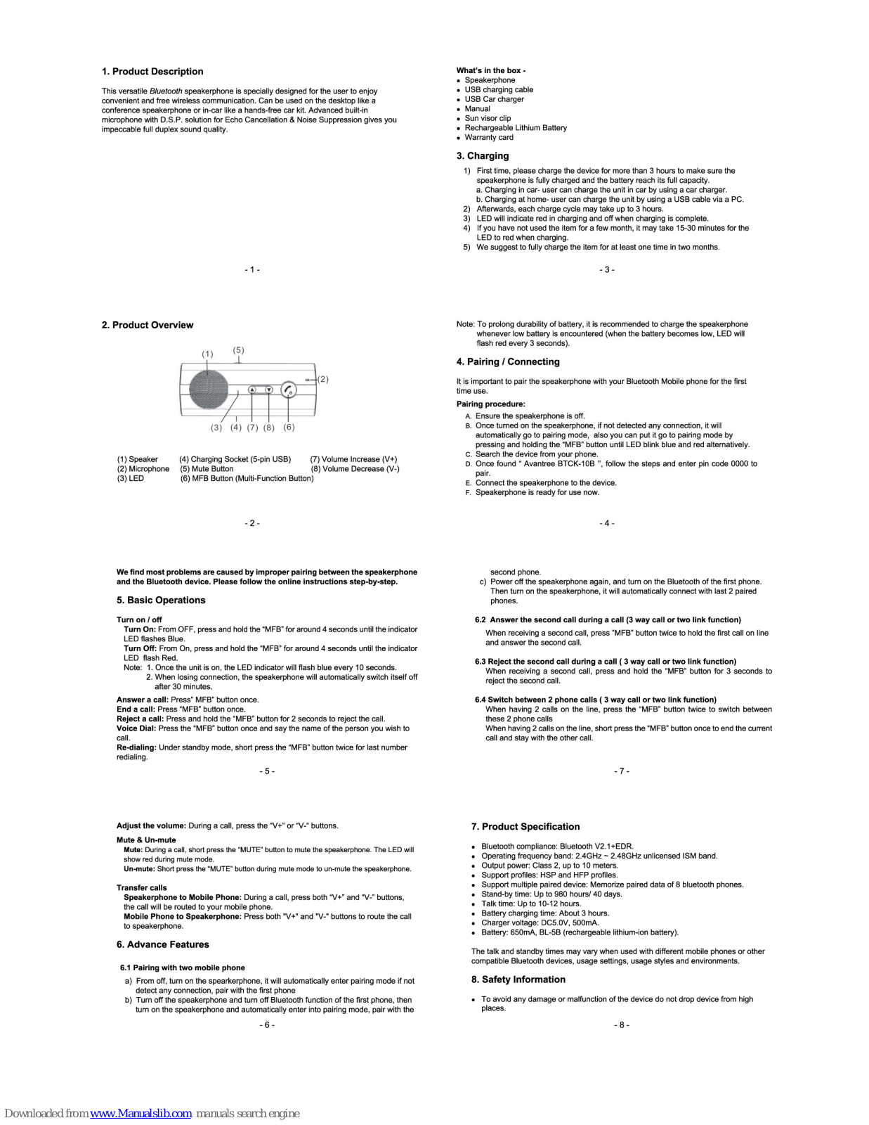 Avantree MiltiPoint BTCK-10B User Manual