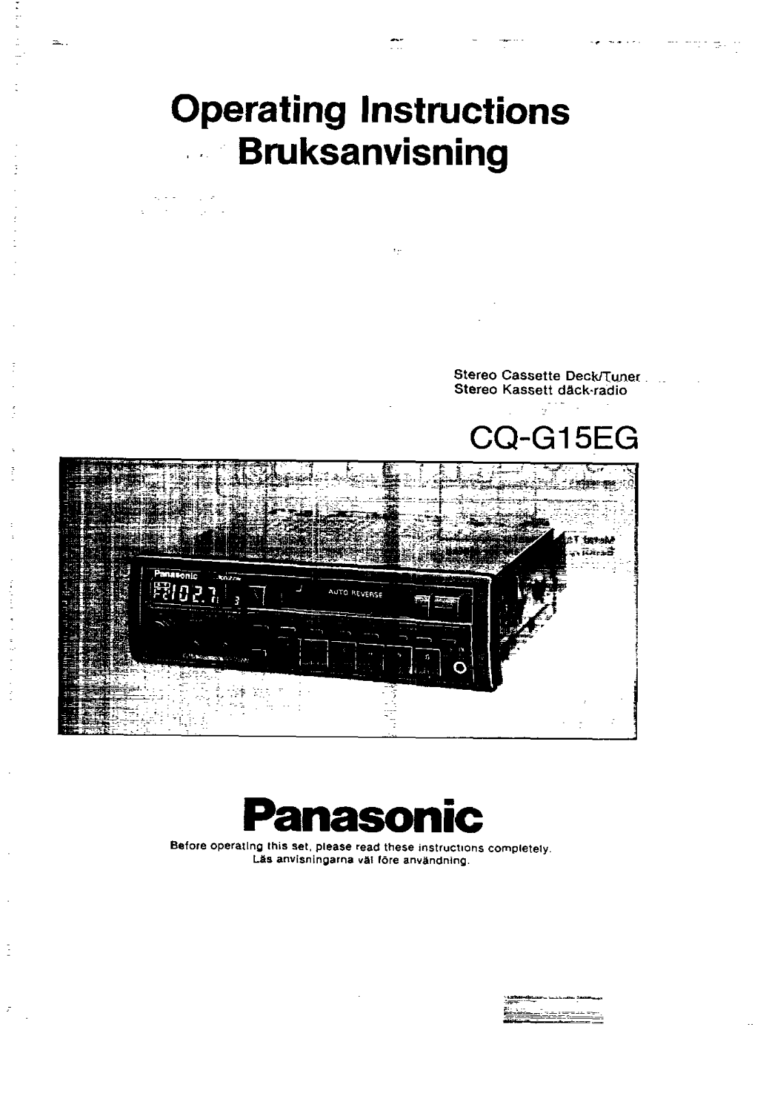 Panasonic CQ-G15E User Manual