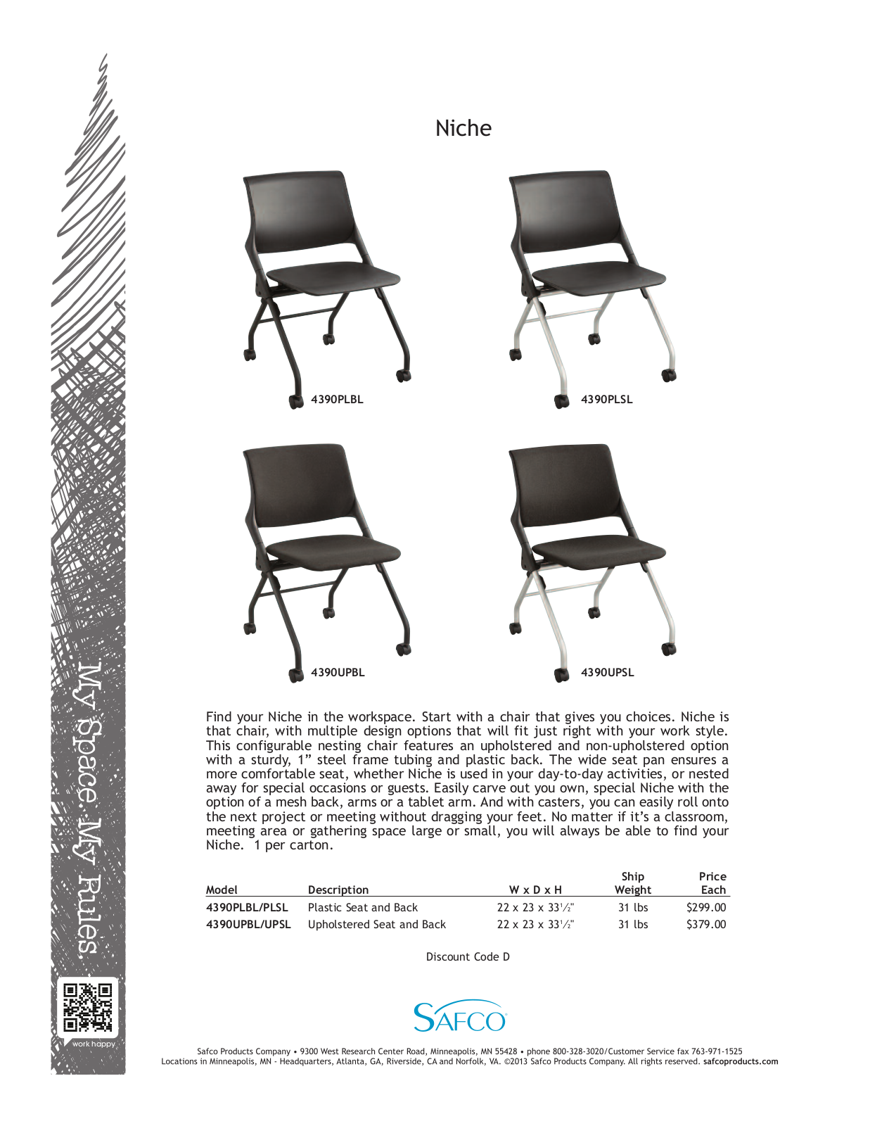 Safco 4390UPSL User Manual