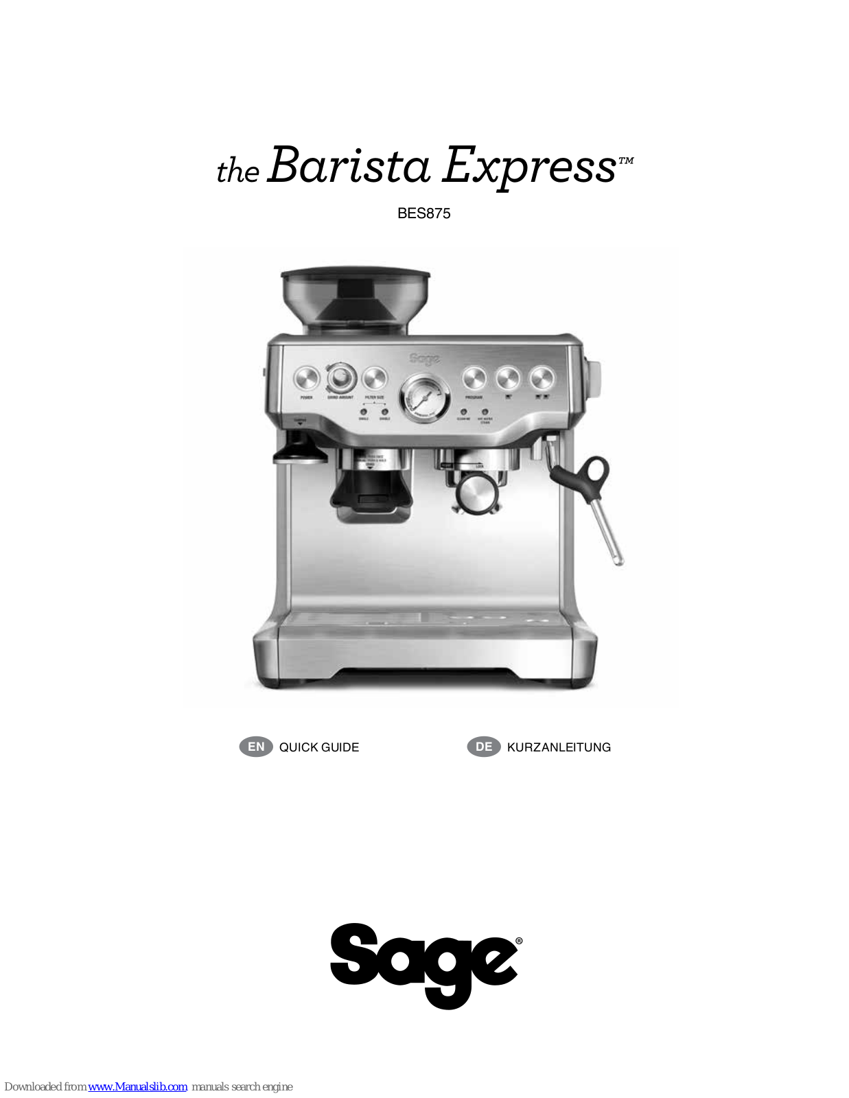 Sage Barista Express BES875 Quick Manual