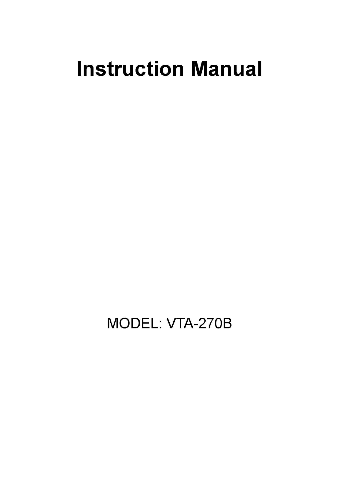 Innovative Technology Electronics VTA270B User Manual