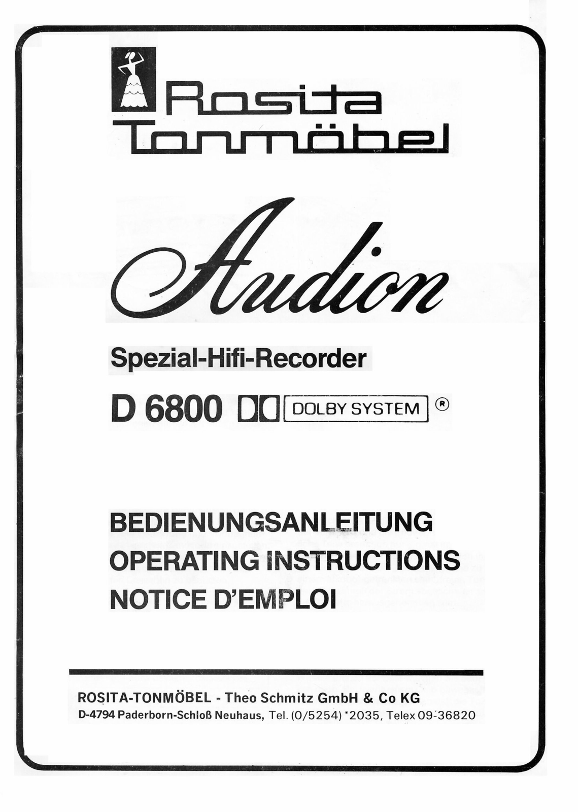 Audion D6800 User guide - ManualMachine.com