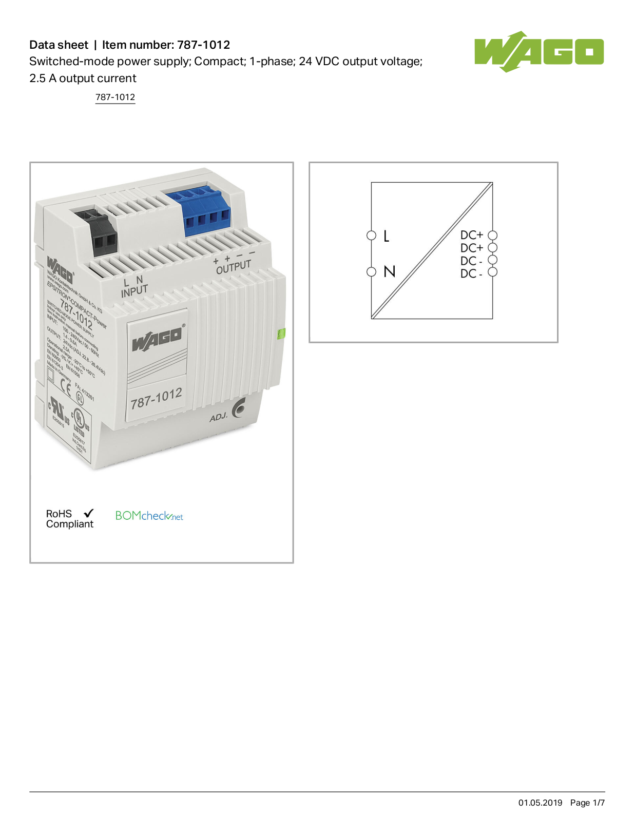 Wago 787-1012 Data Sheet