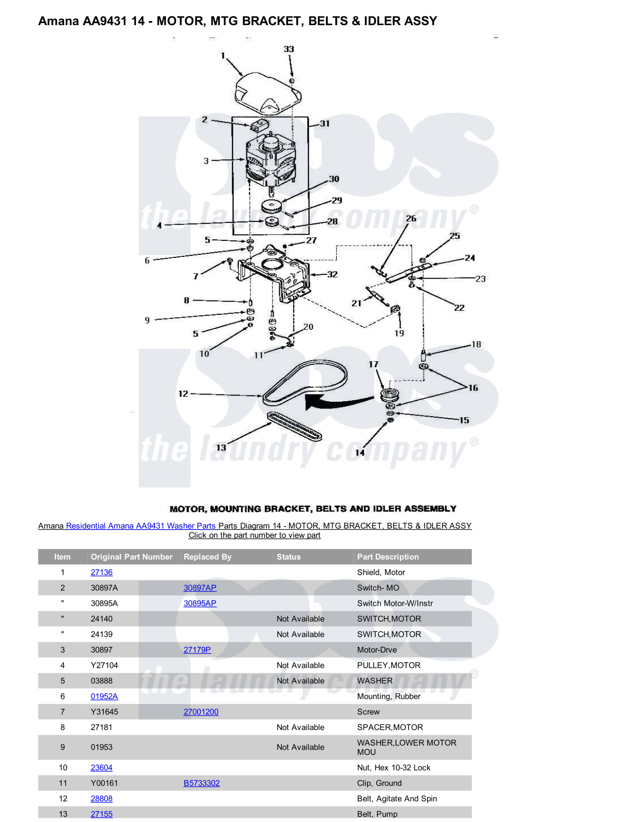 Amana AA9431 Parts Diagram