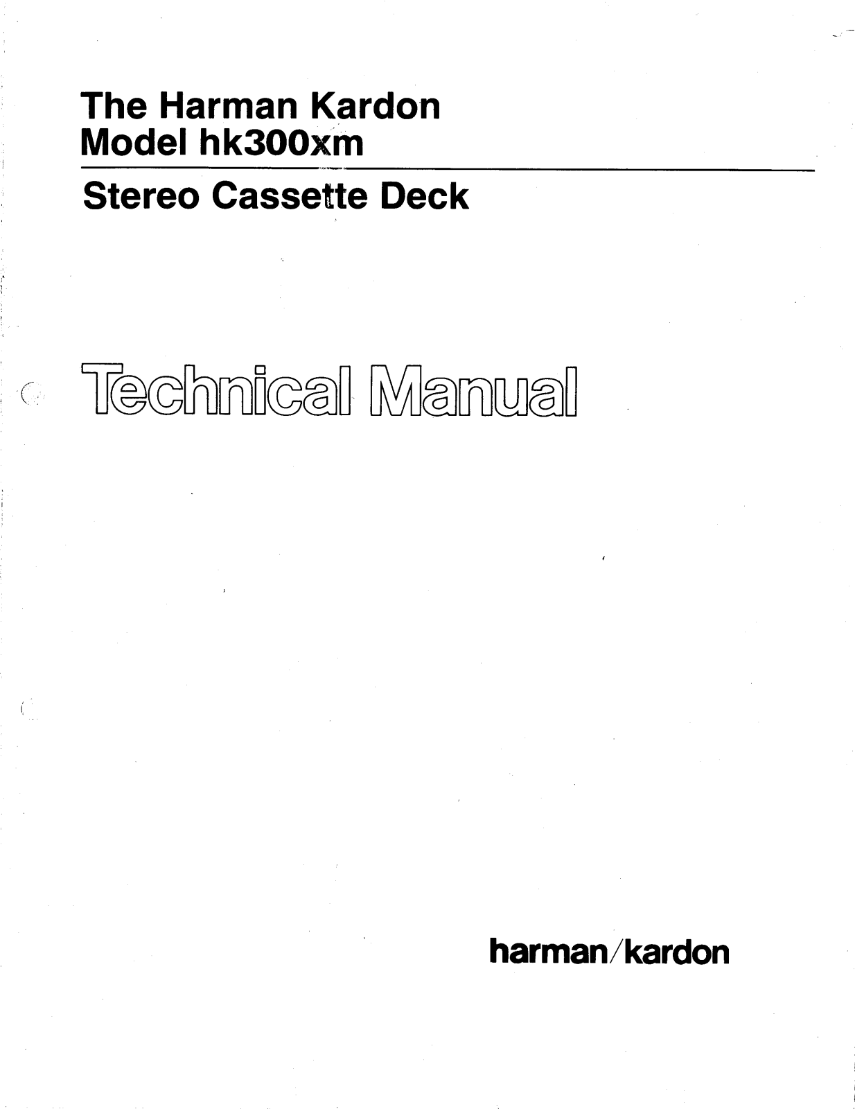 Harman Kardon HK-300-XM Service manual