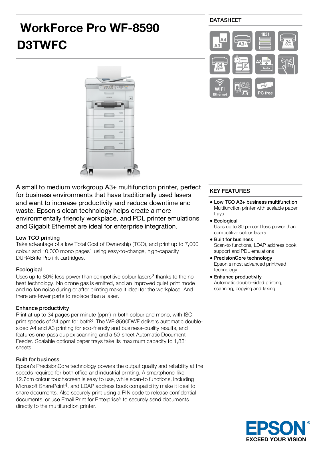 Epson C11CD45301BX Product Data Sheet