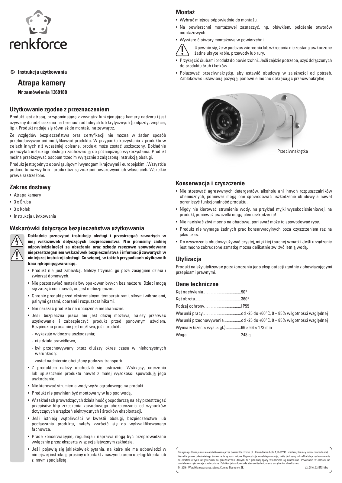 Renkforce 1369188 Operating Instructions