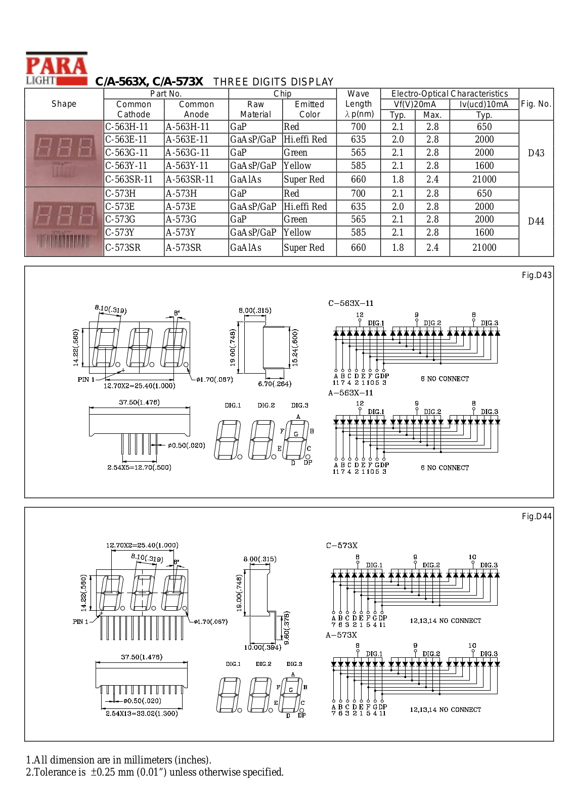 Datasheet C-573Y, C-573H, C-573G, C-573E, C-563Y-11 Datasheet (PARA) - ManualMachine.com