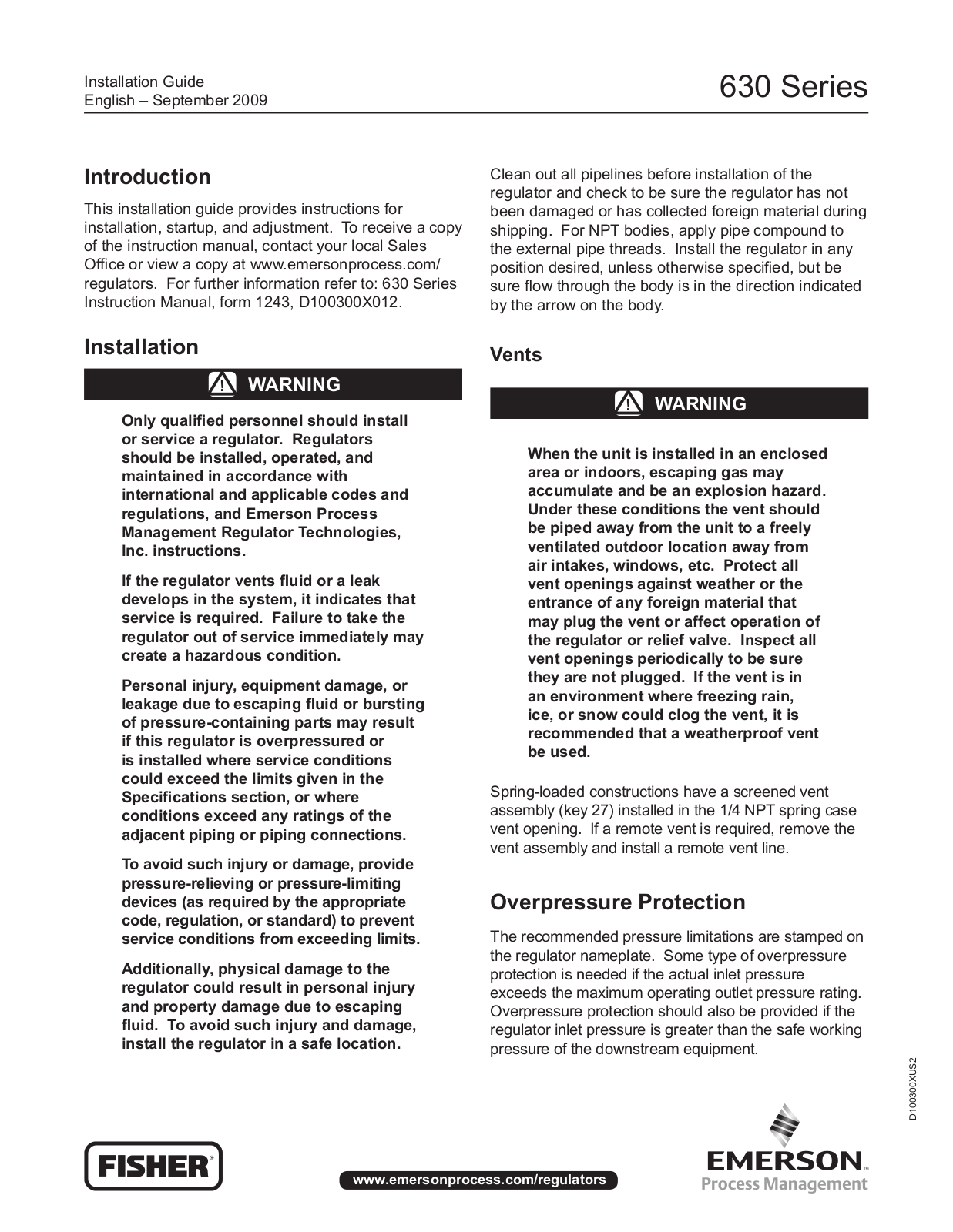 Emerson 630 Installation Guide