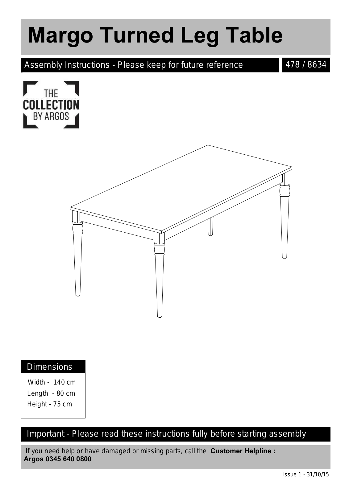 Argos 478 / 8634 User guide - ManualMachine.com