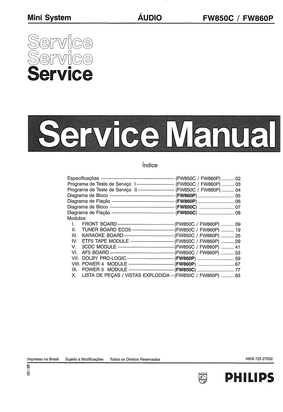 Philips FW-850-C, FW-860-P Service manual