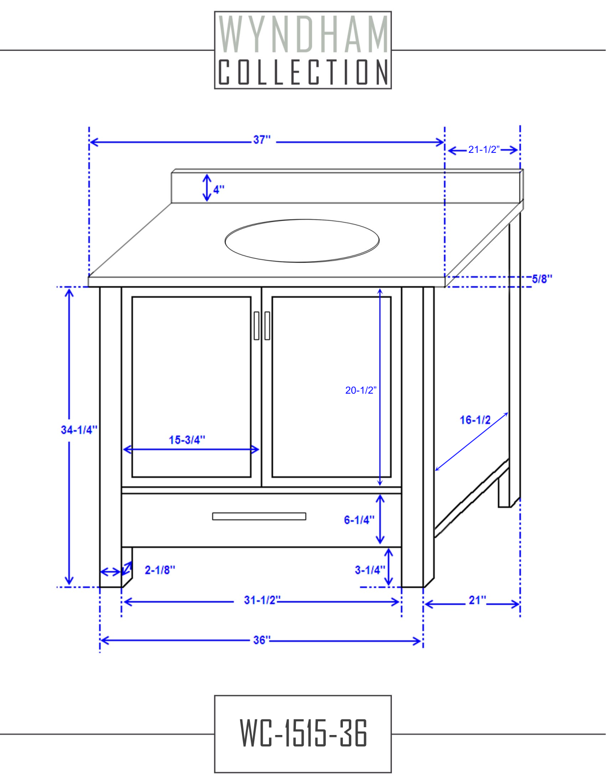 Wyndham Collection WCA151536WHIVMI Specifications