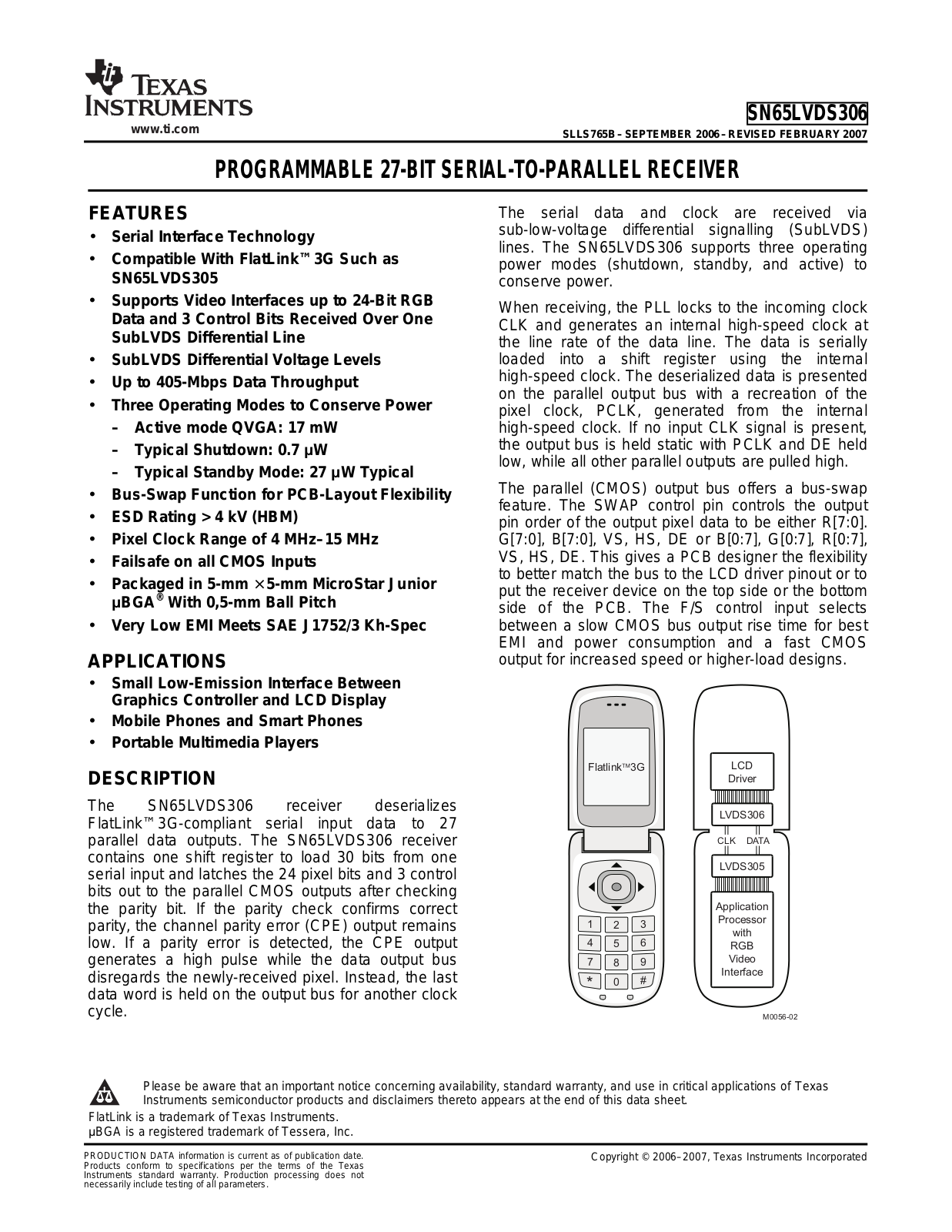 Texas Instruments SN65LVDS306, SN65LVDS306ZQER Datasheet