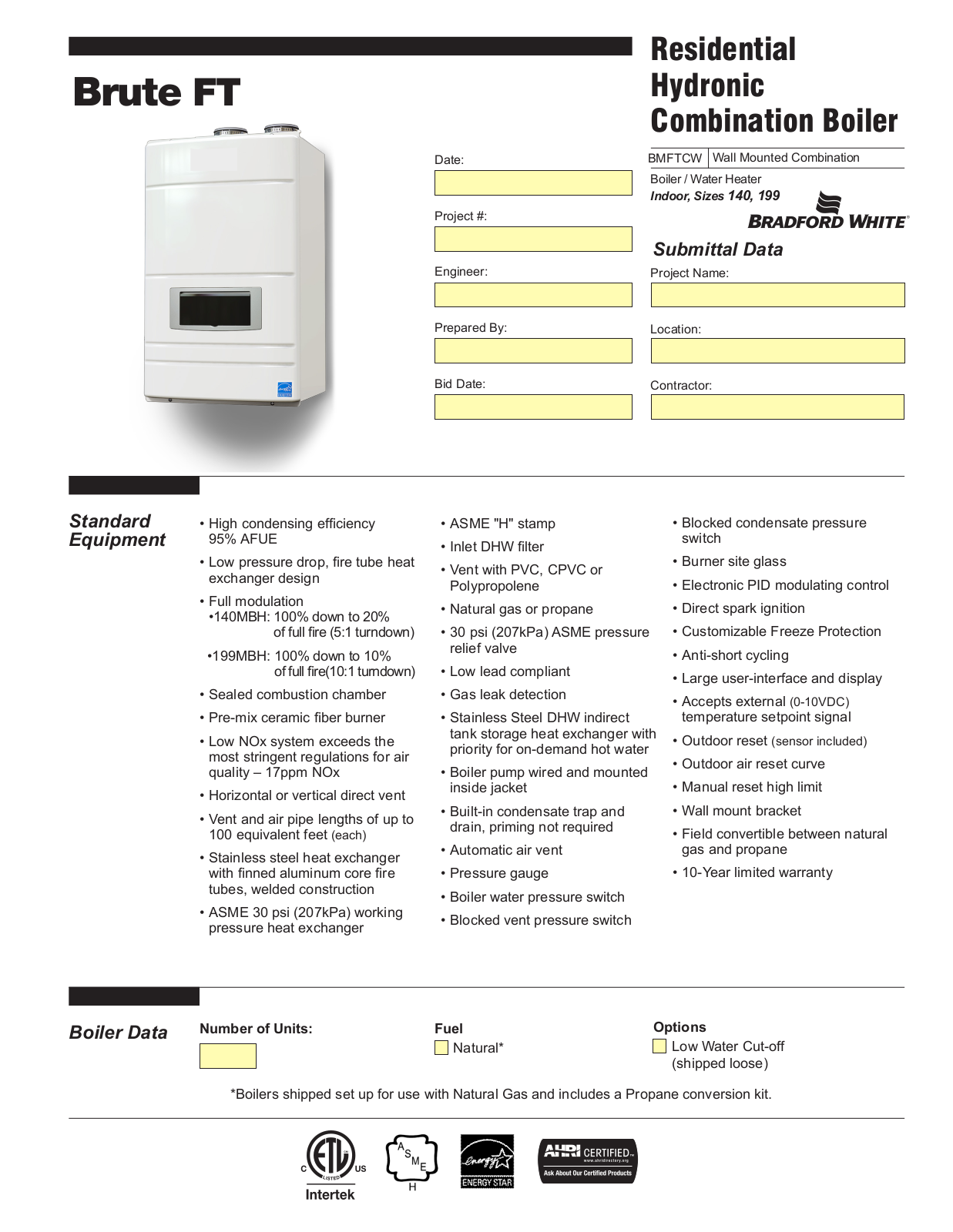 Bradford White BMFTCW  140, BMFTCW  199 User Manual