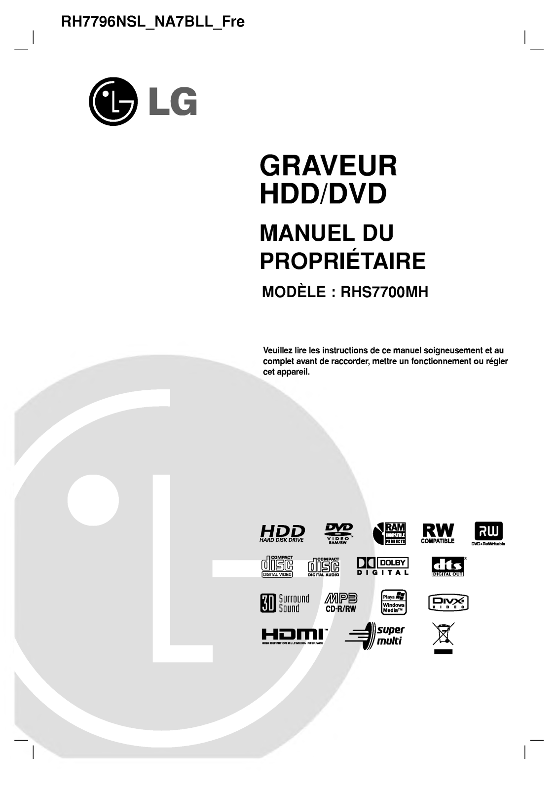 LG RHS7700MH User Manual