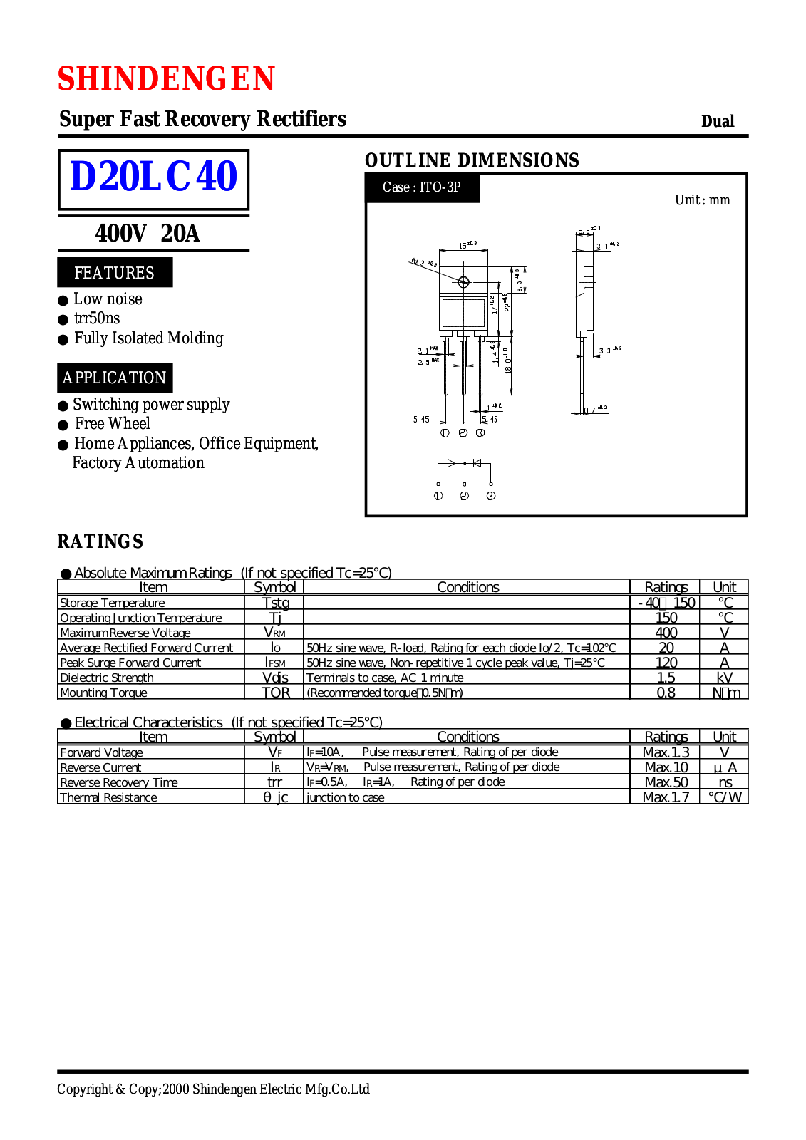 Datasheet D20LC40 Datasheet (Shindengen) - ManualMachine.com