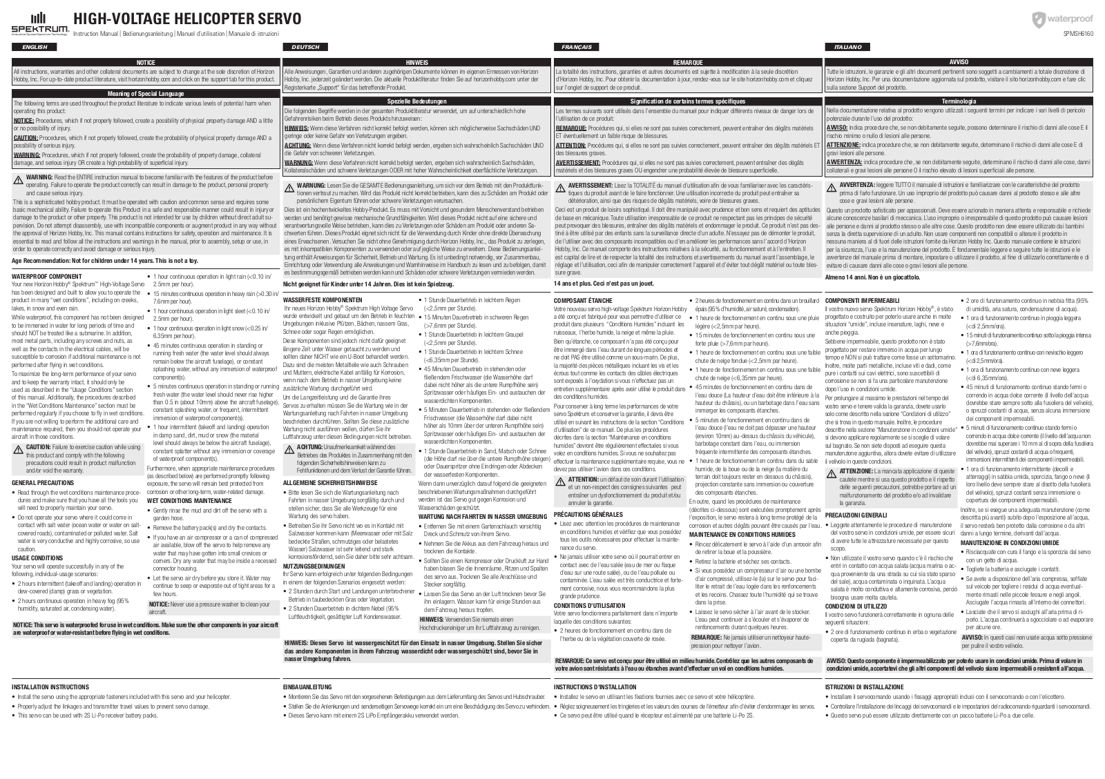 Spektrum SPMSH6160 User Manual