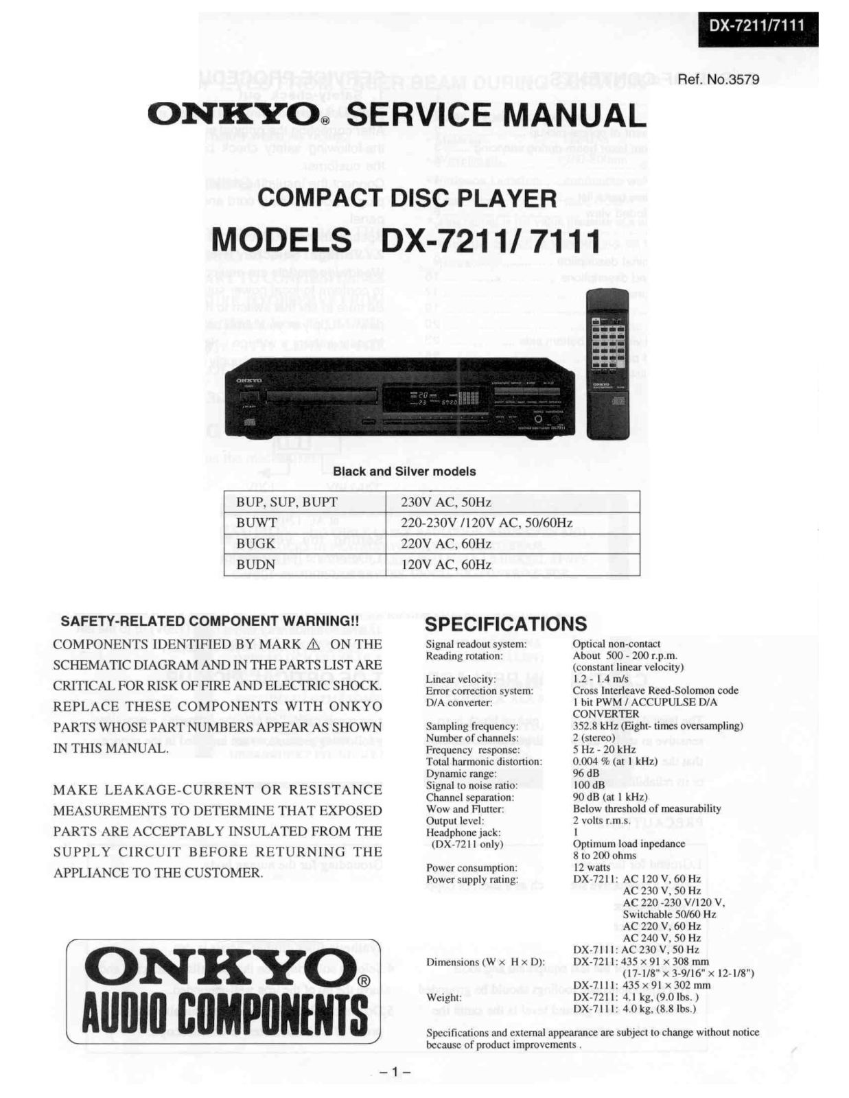 Onkyo DX-7111 Service manual