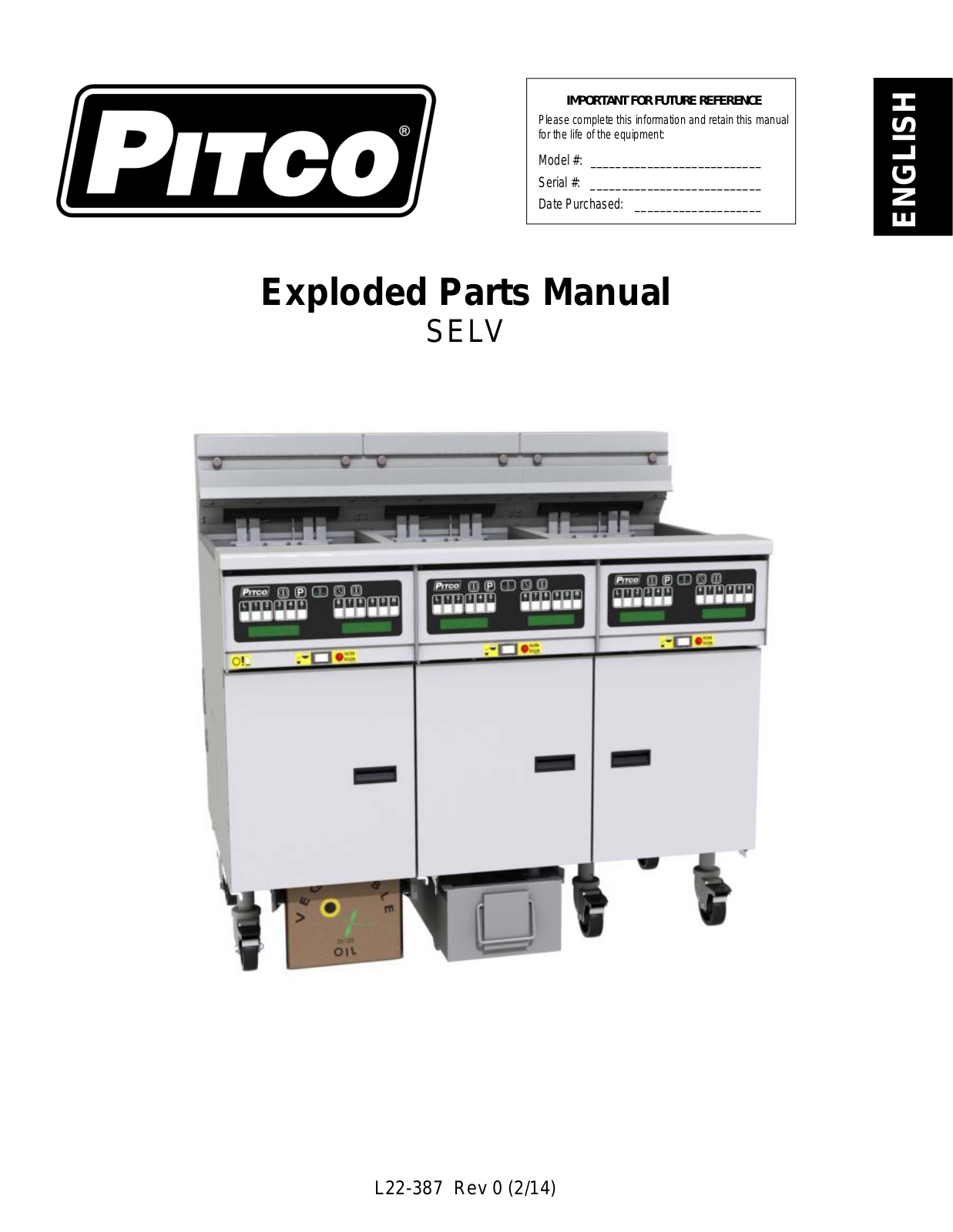 Pitco SELV14 Parts List