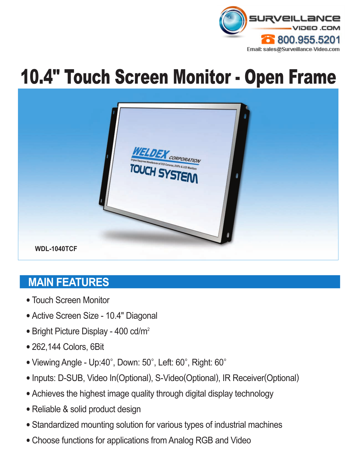 Weldex WDL-1040TCF Specsheet