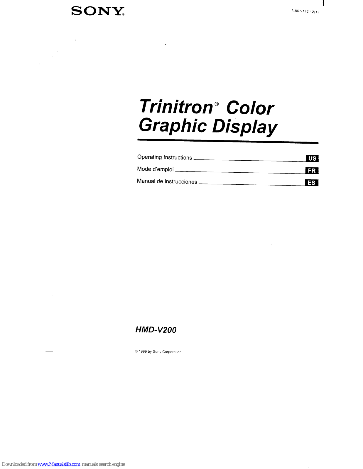 Sony HMD-V200/L,HMD-V200/P,HMD-V200 Operating Instructions Manual