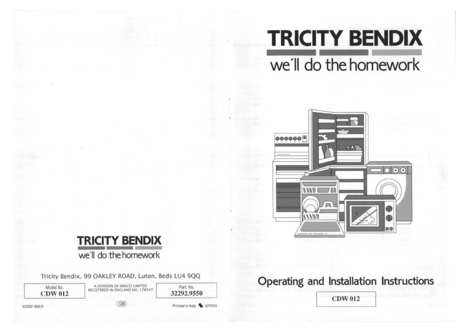 tricity bendix CDW012 User Manual