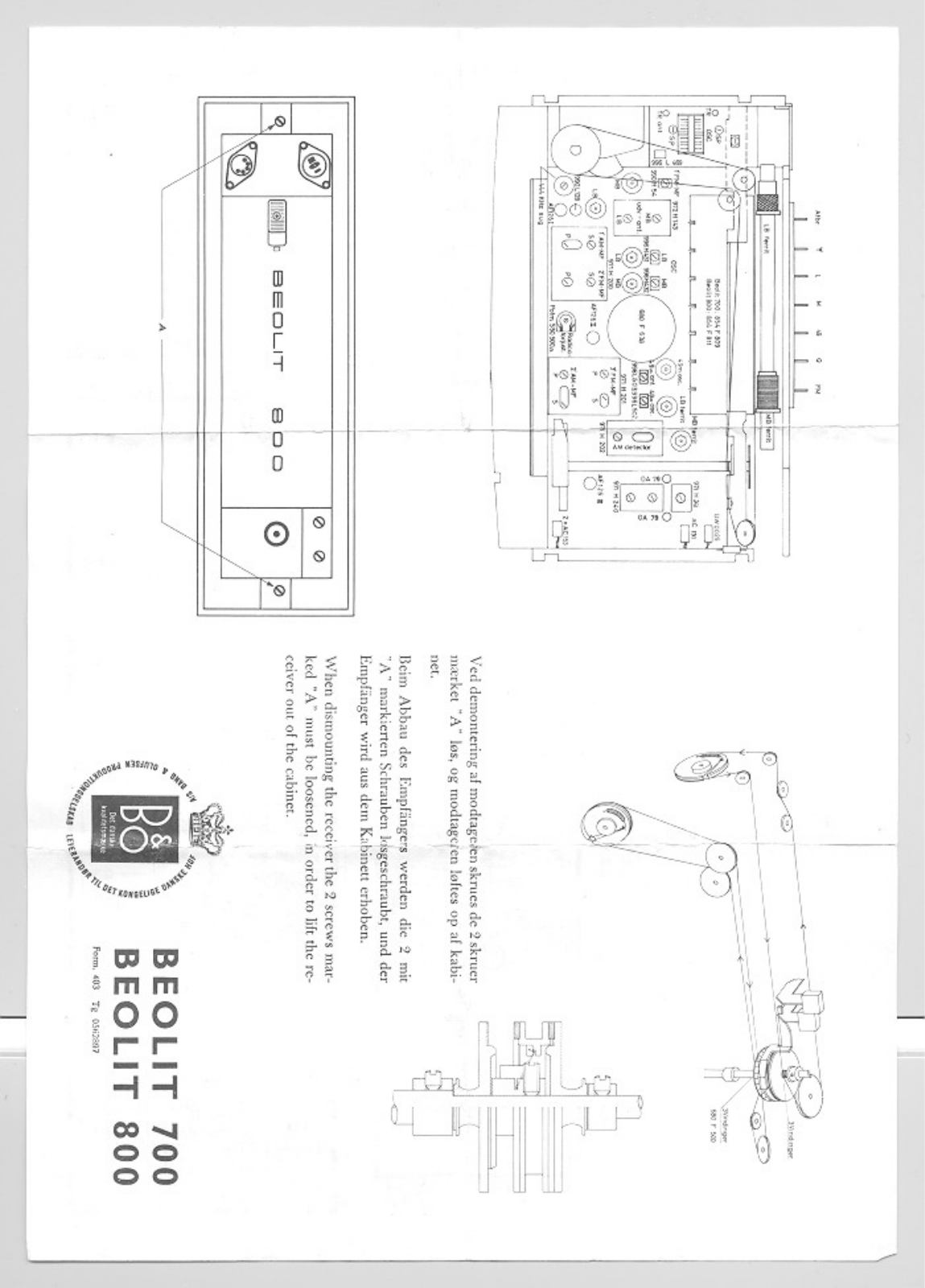 Bang Olufsen Beolit 800 Service Manual