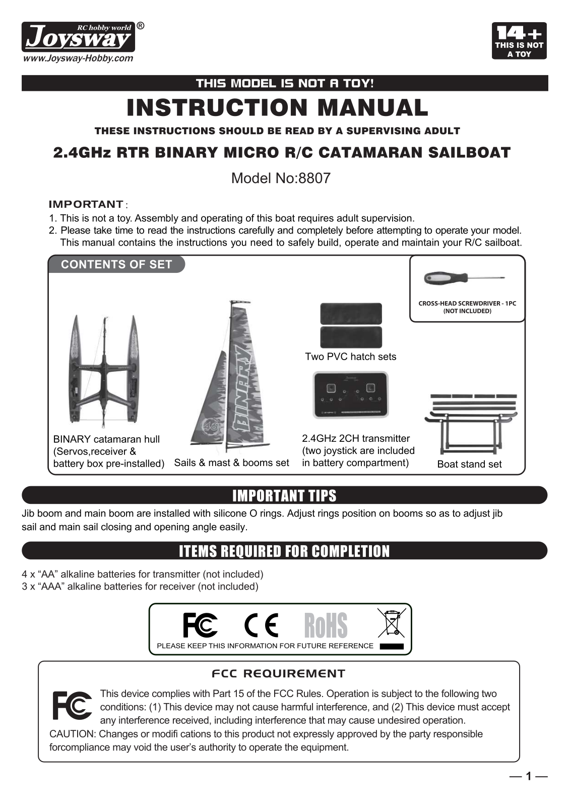 Joysway RTR Binary 8807 User Manual