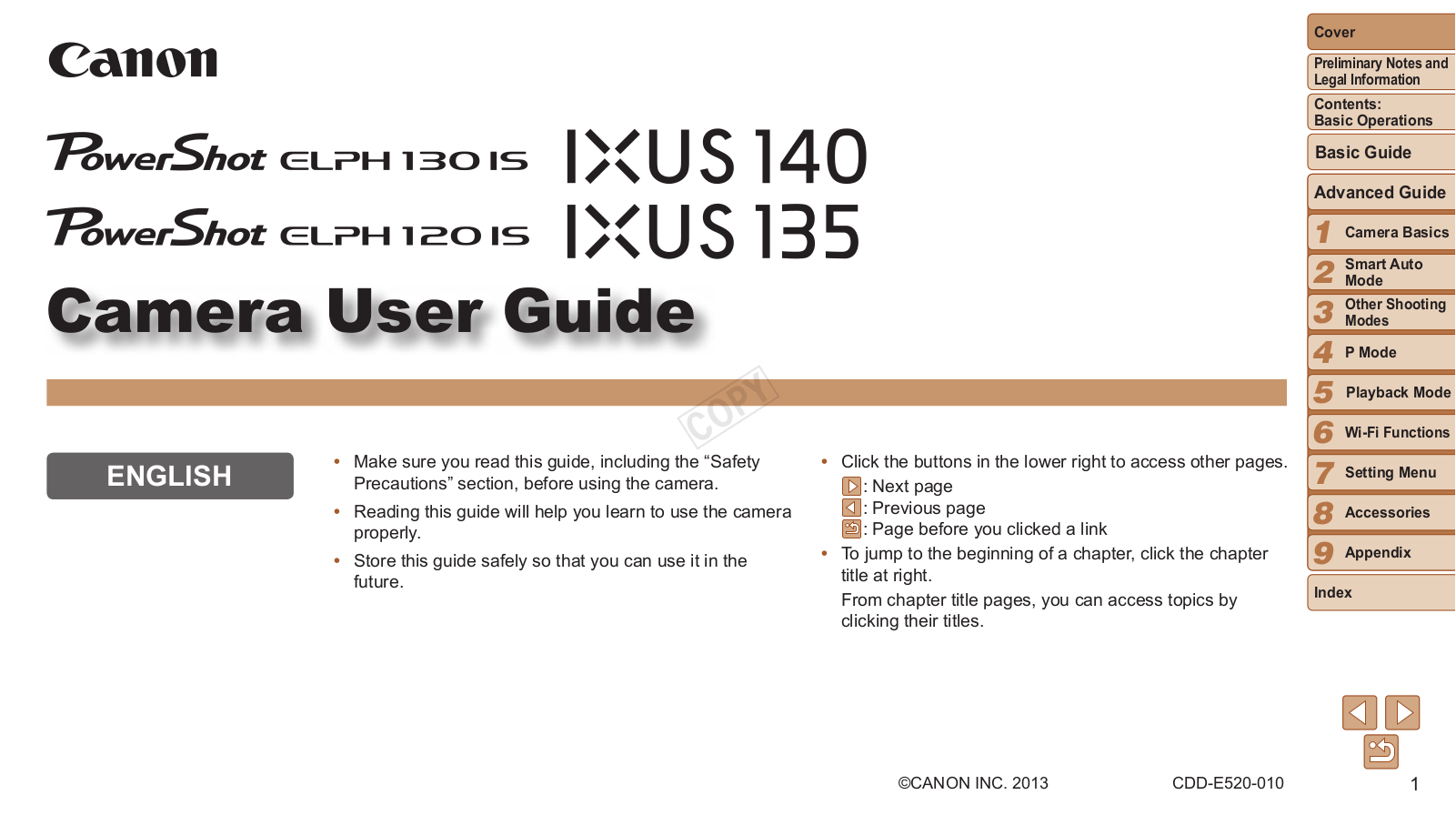 Canon IXUS 135, IXUS 140, ELPH 130 IS, ELPH 120 IS User Guide