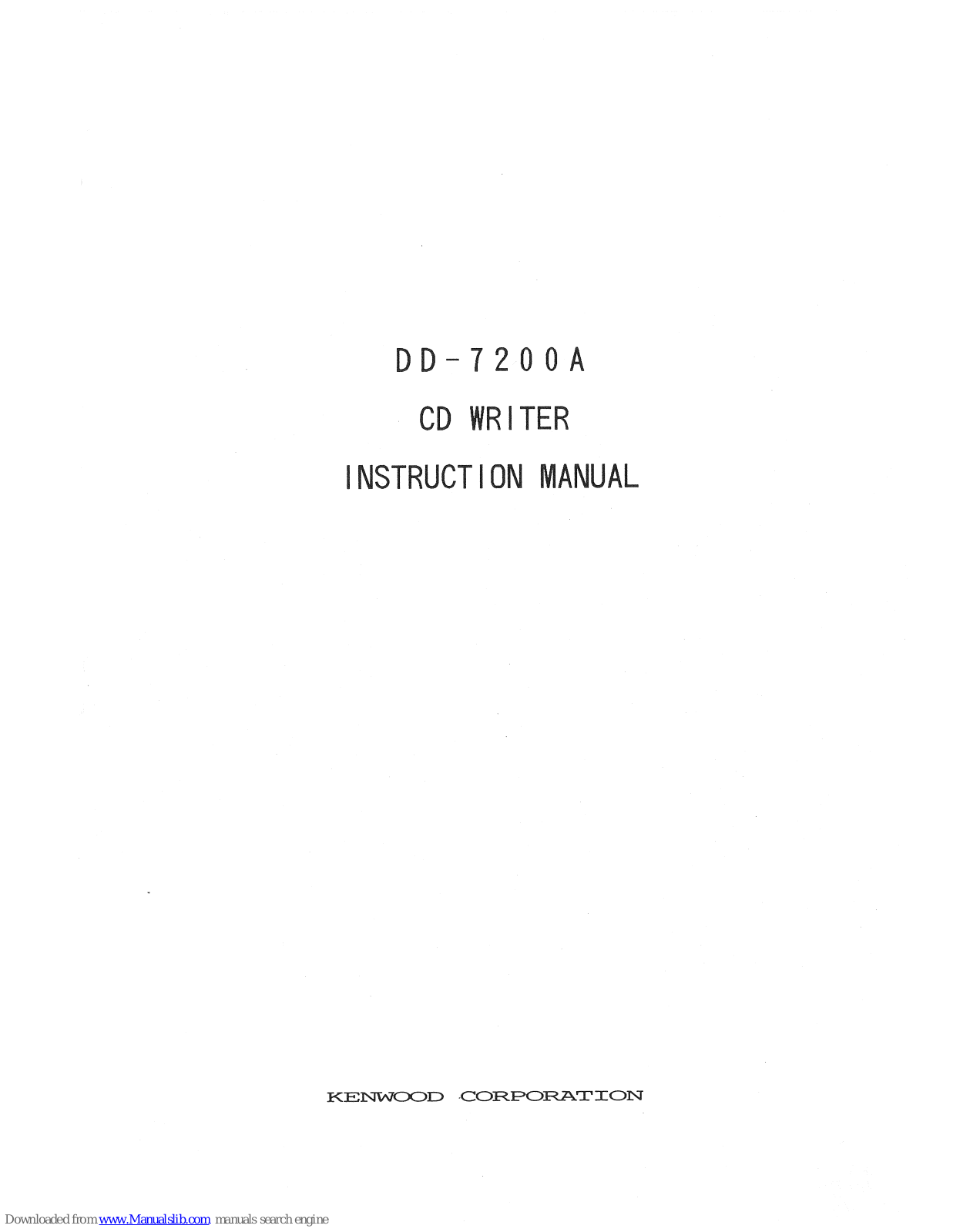 Kenwood DD-7200A Instruction Manual